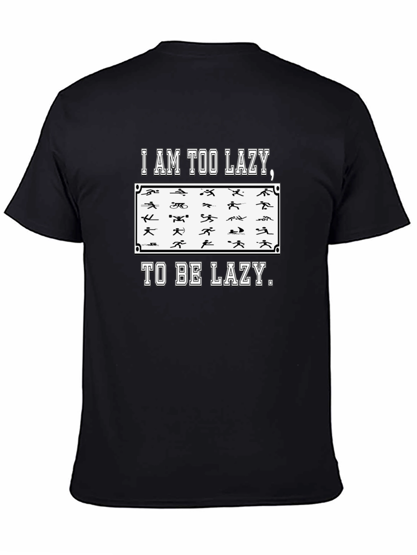 Black Too Lazy Triathlon Funny Men's T-Shirt view 4