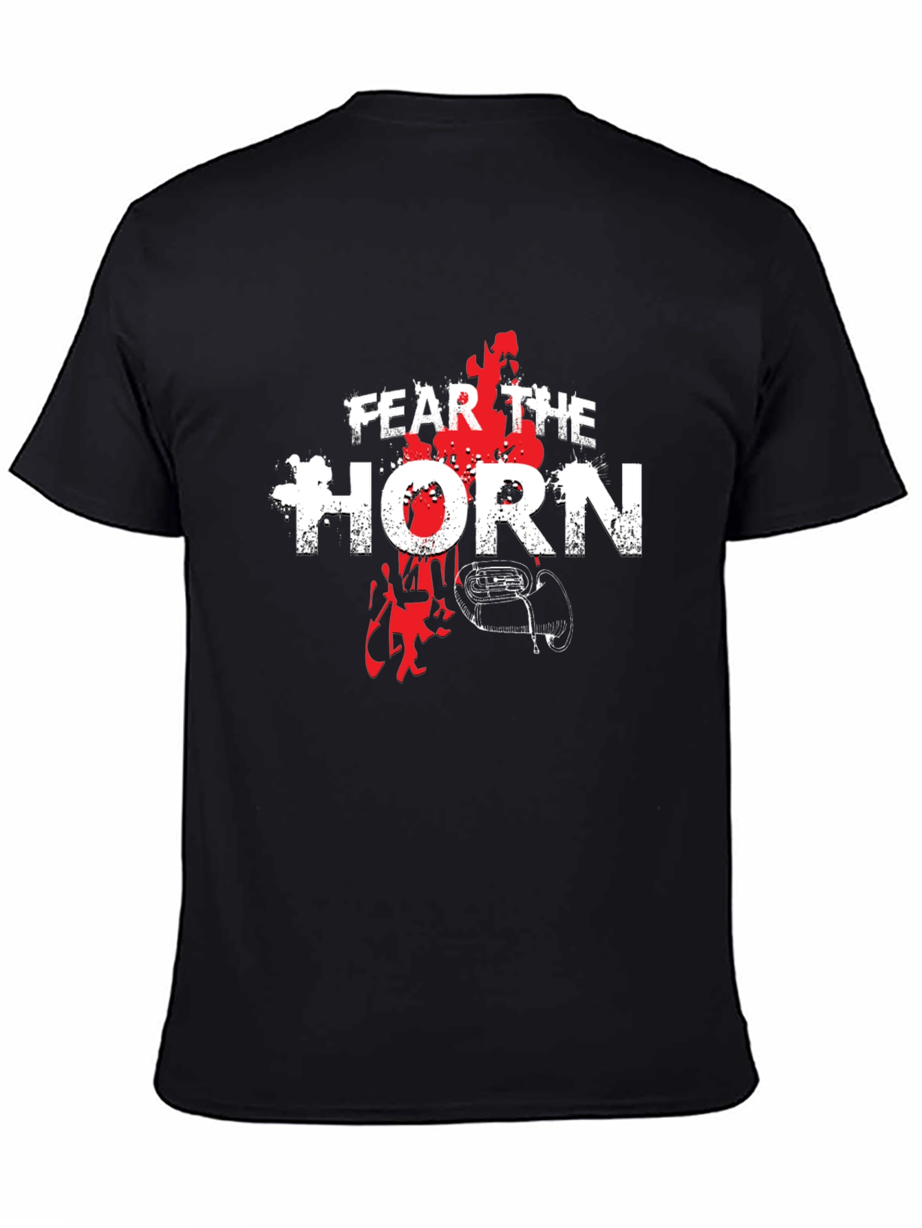 Black Fear the Horn Graphic Tee - Black Cotton T-Shirt view 4