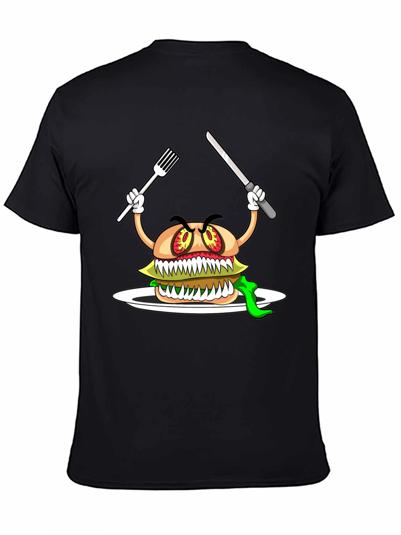 Black Monster Burger Graphic T-Shirt - Black view 4