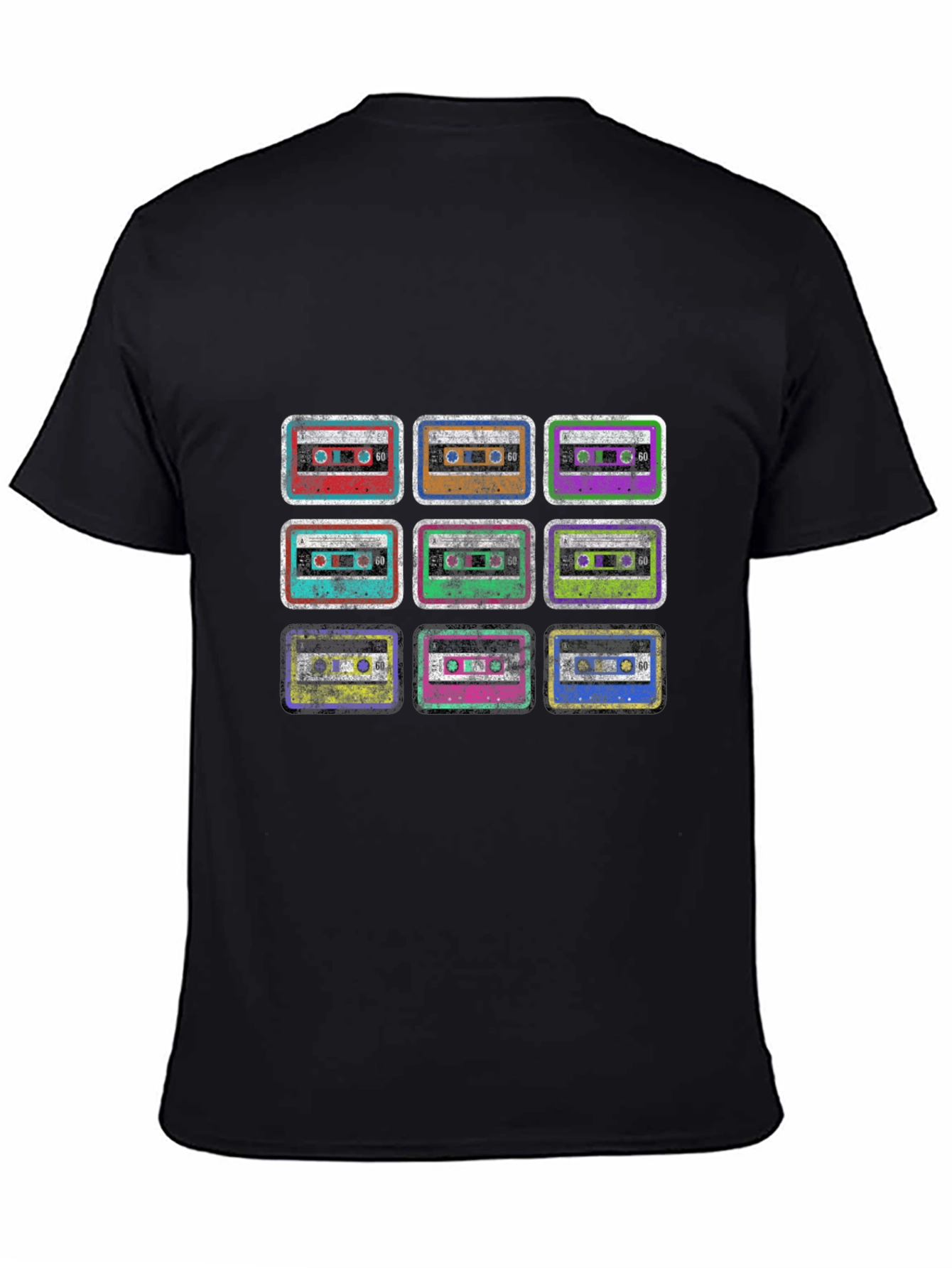 Black Retro Cassette Tape Graphic Black T-Shirt view 4