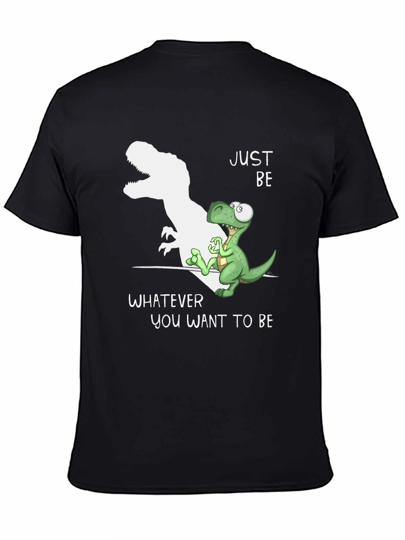 Black Just Be Dinosaur T-Shirt - Inspirational Graphic Tee view 4
