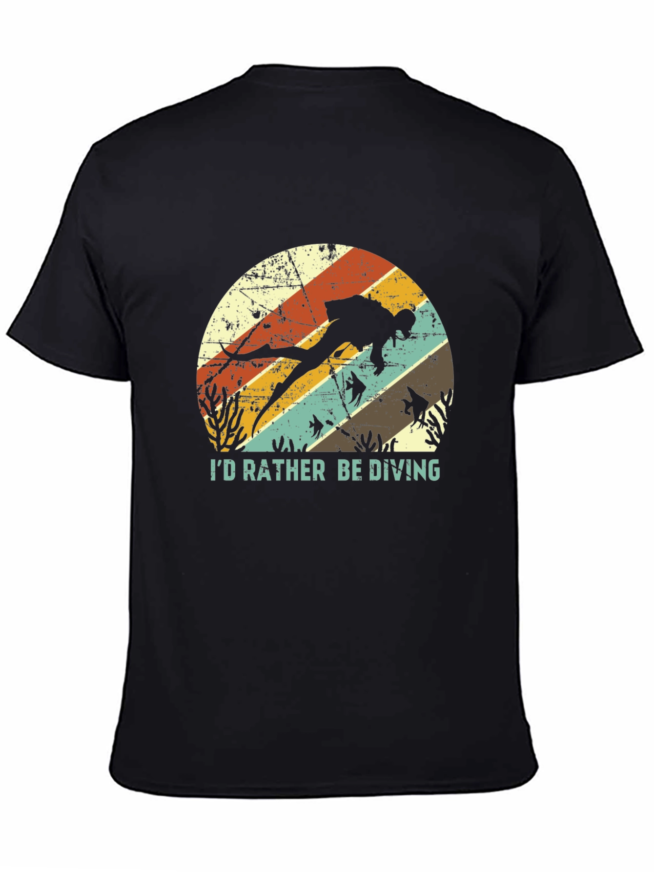 Black I'd Rather Be Diving T-Shirt - Scuba Diver Tee view 4