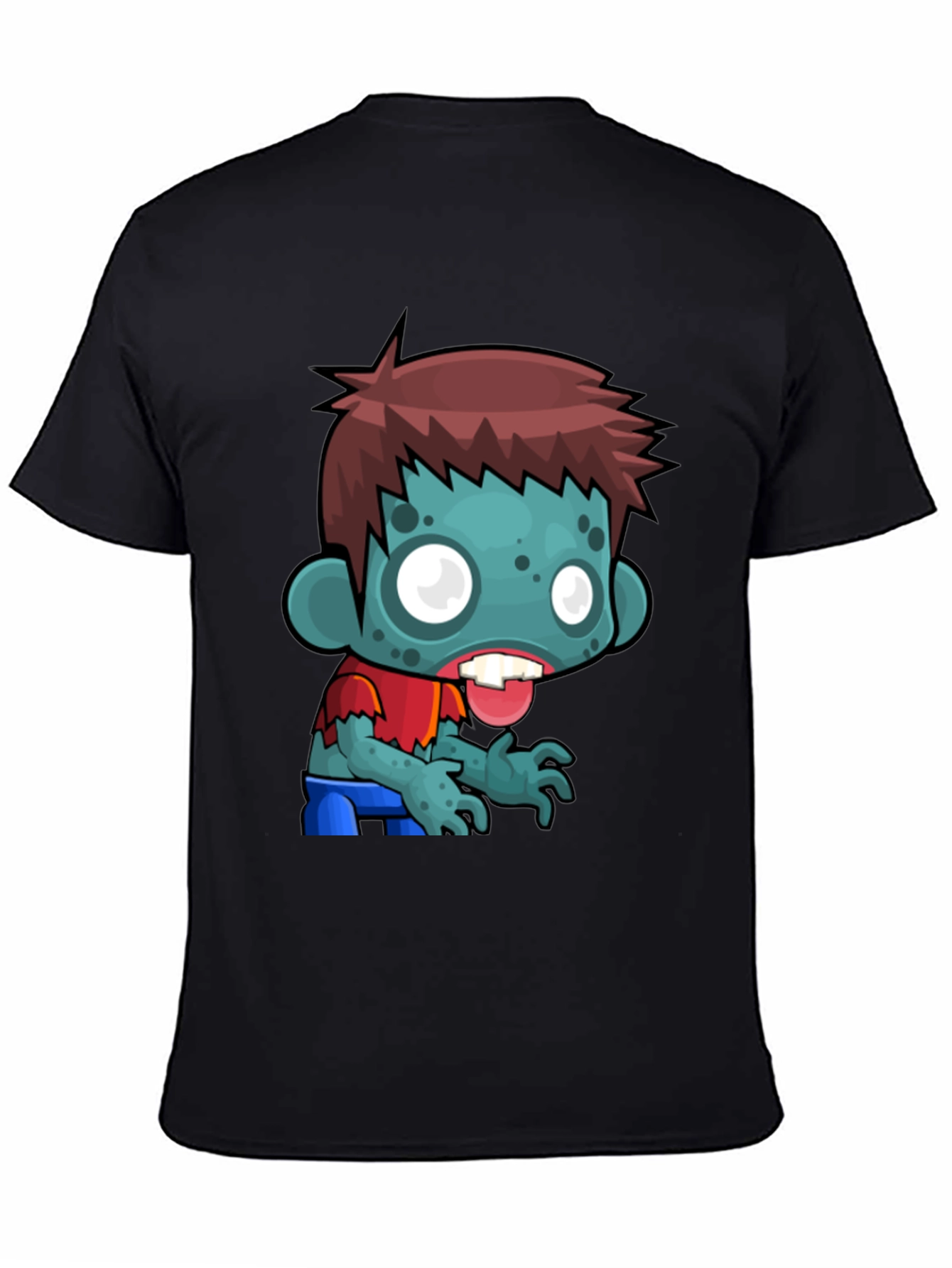 Black Cartoon Zombie Graphic T-Shirt - Mens Black Tee view 4