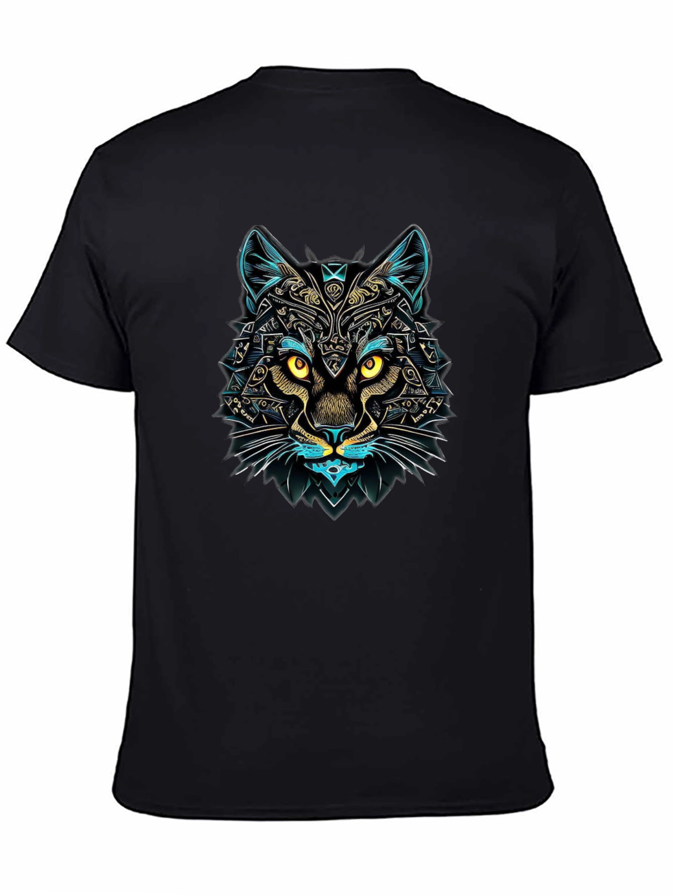 Black Abstract Cat Graphic Tee - Unique Design, Soft Cotton view 4