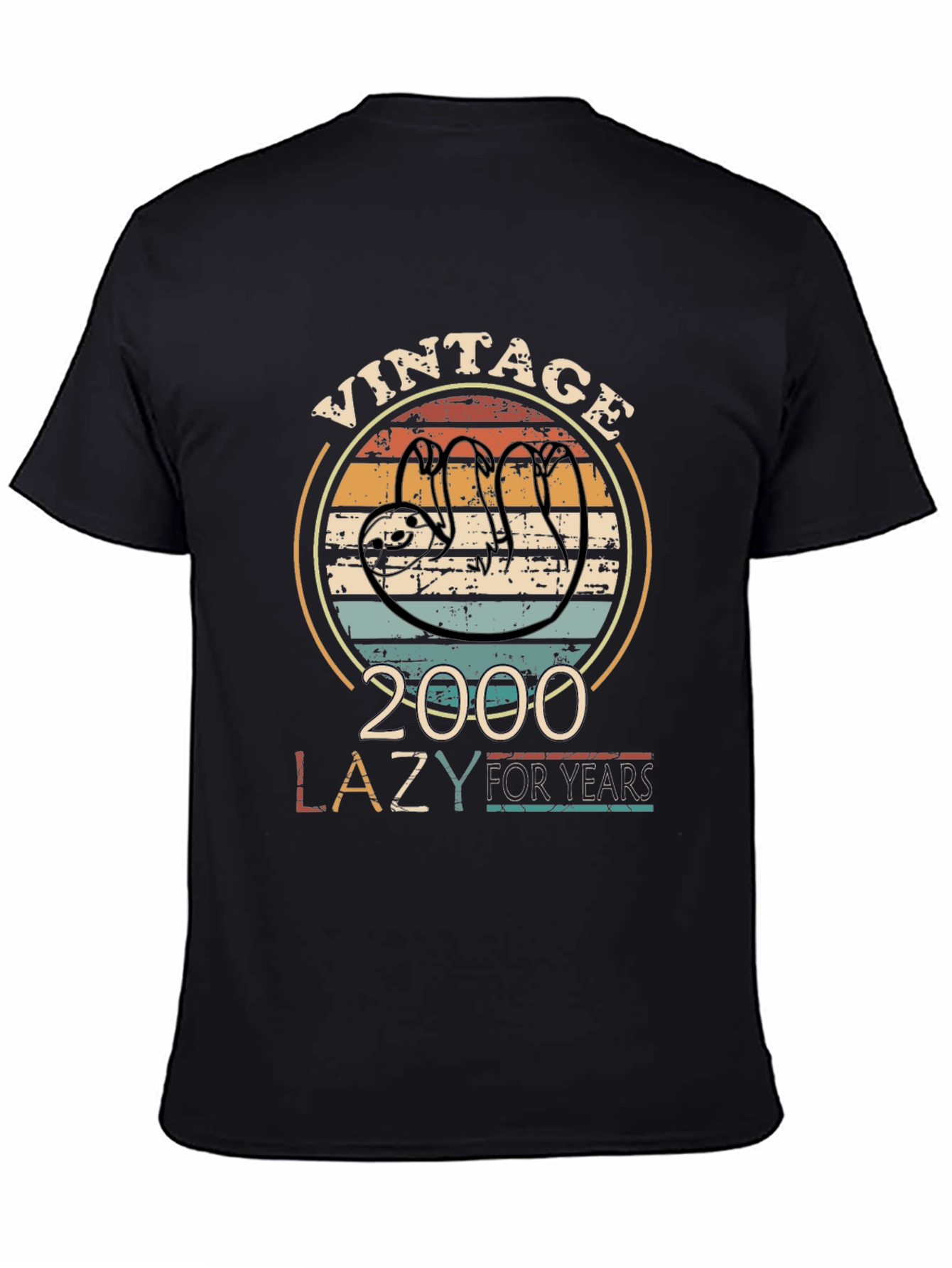 Black Vintage 2000 Lazy For Years Sloth T-Shirt view 4