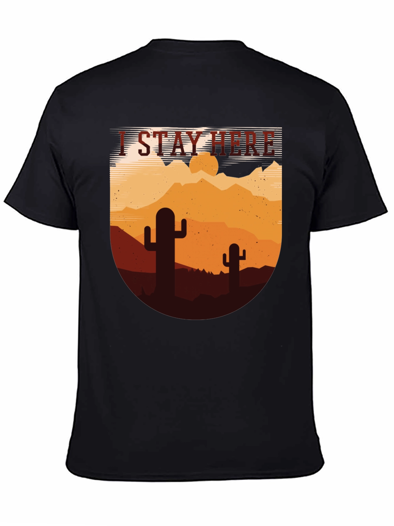 Black I Stay Here Graphic Tee - Desert Cactus Design view 4