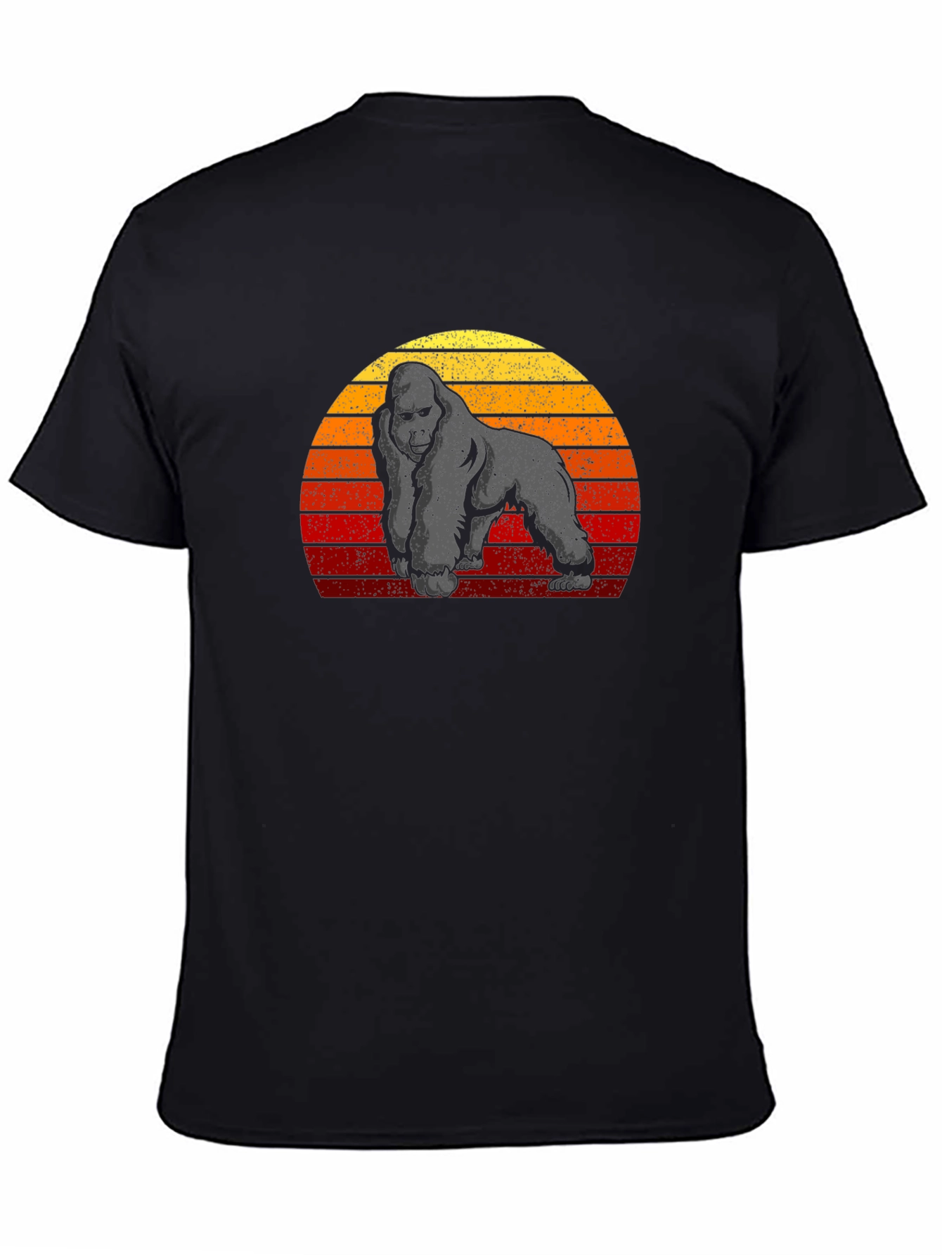 Black Retro Gorilla Sunset Graphic Tee view 4