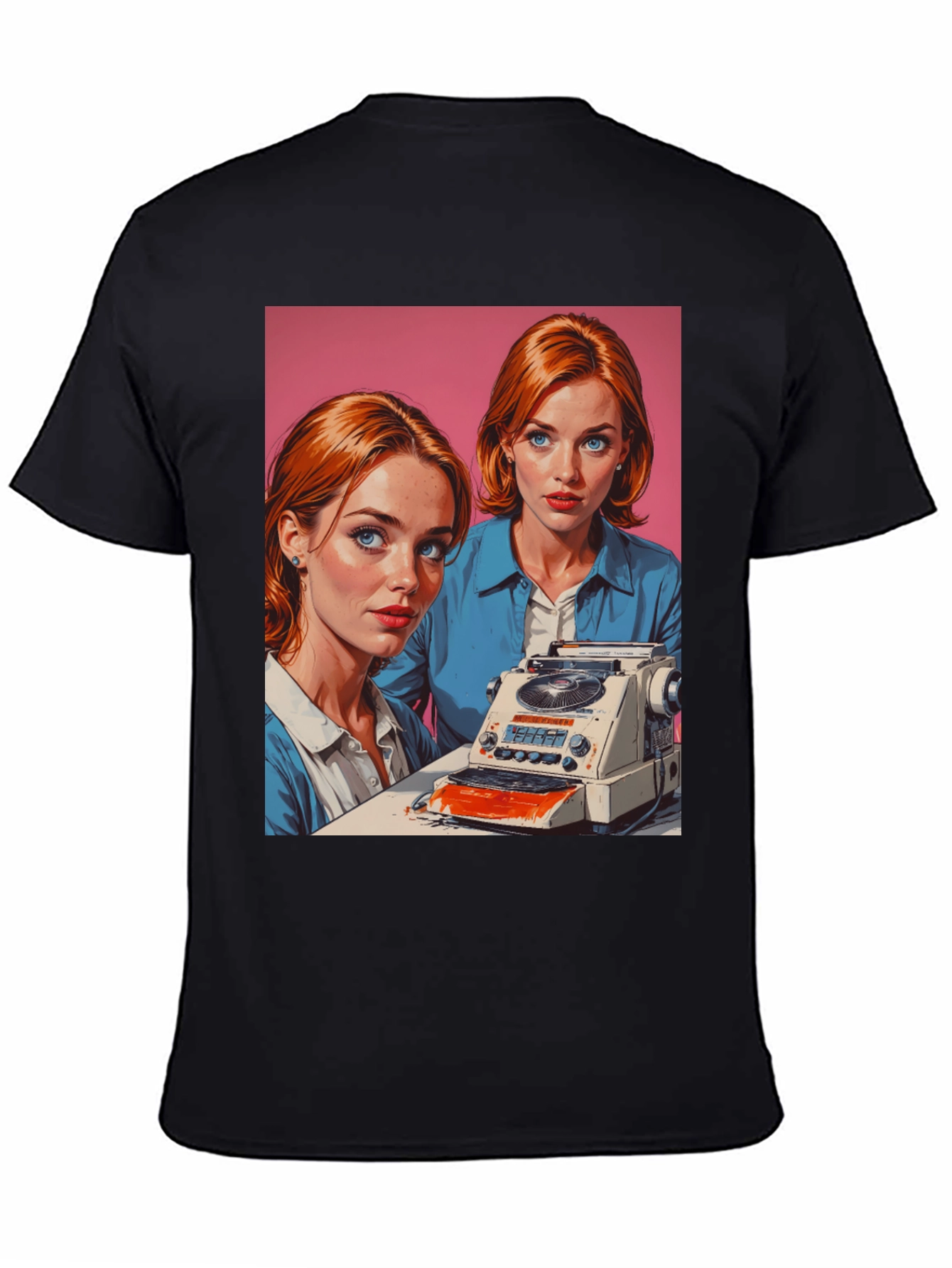 Black Retro Twins Graphic Tee view 4