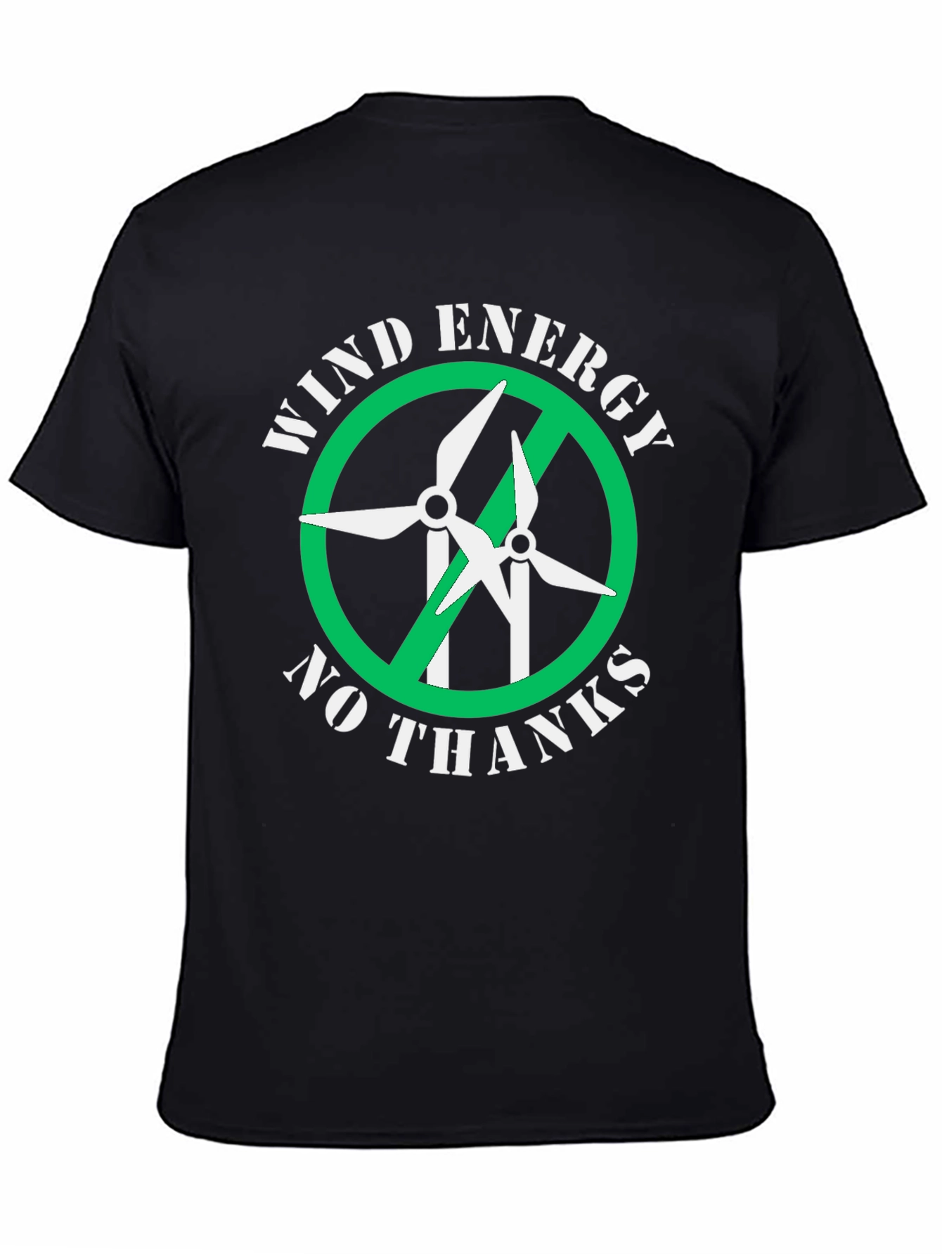 Black Wind Energy No Thanks Graphic T-Shirt view 4