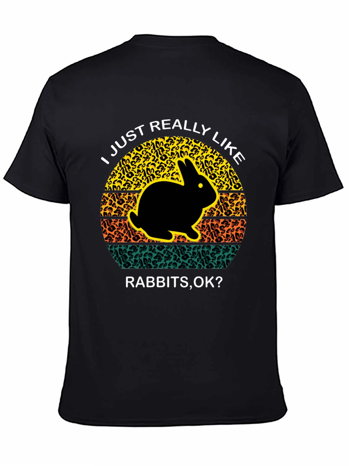 Black I Just Really Like Rabbits OK Black T-Shirt view 4