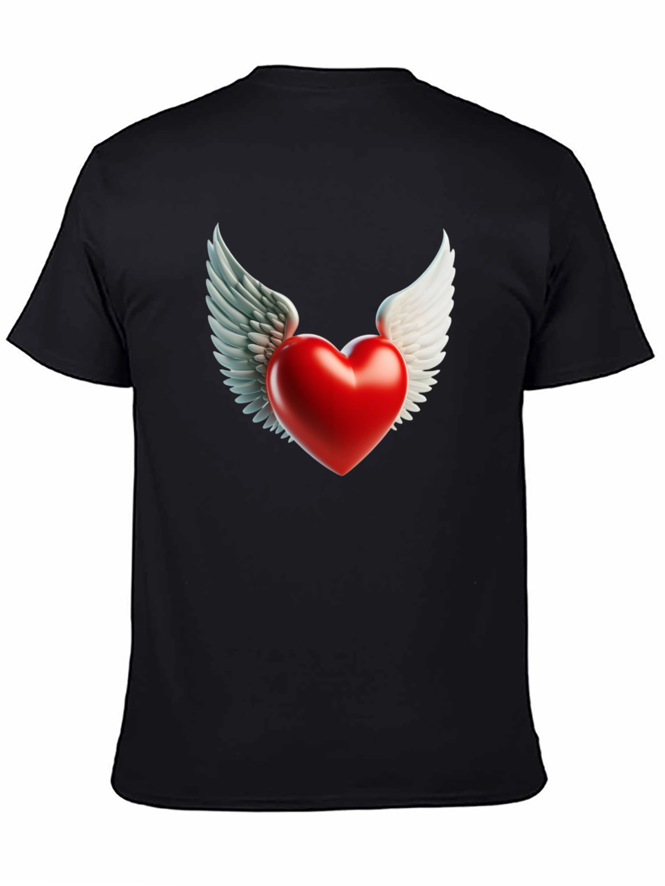 Black Winged Heart Graphic Tee - Black Cotton Blend view 4