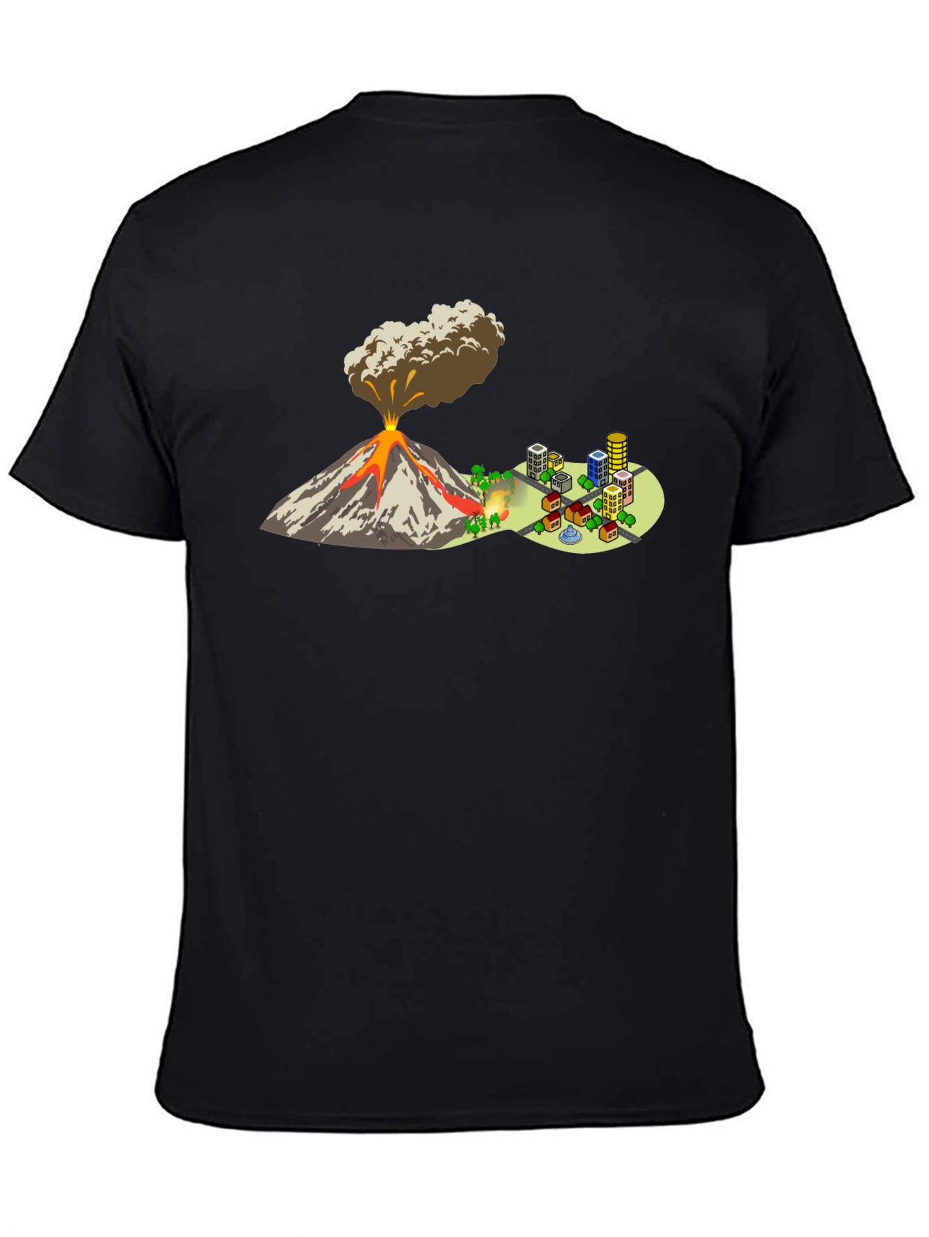 Black Volcano City T-Shirt - Graphic Tee view 4