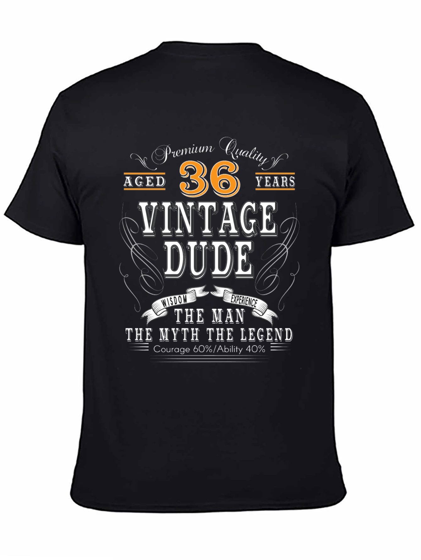 Black Vintage Dude 36th Birthday T-Shirt view 4