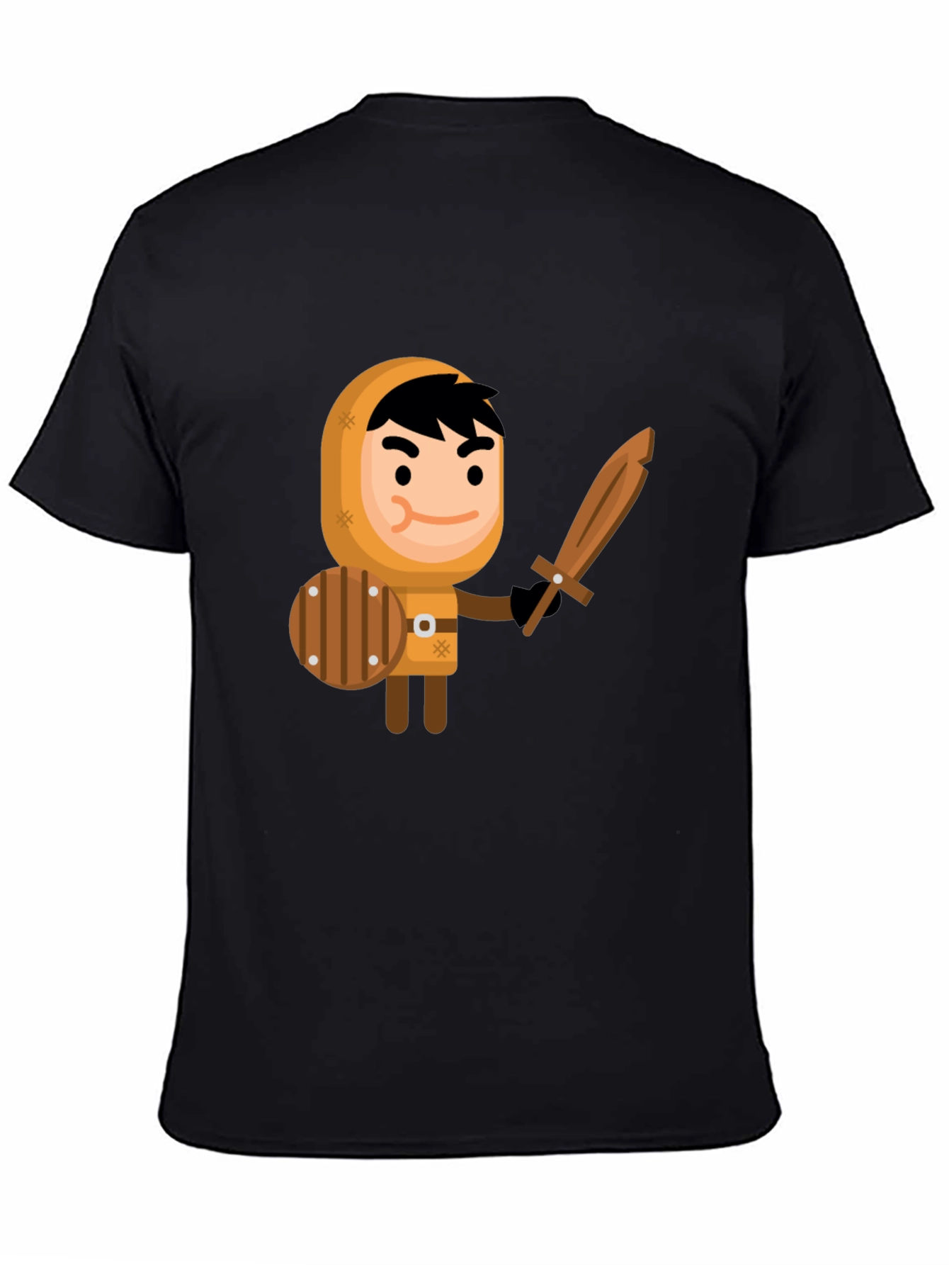 Black Cartoon Knight Graphic Tee - Fun, Unique Design view 4