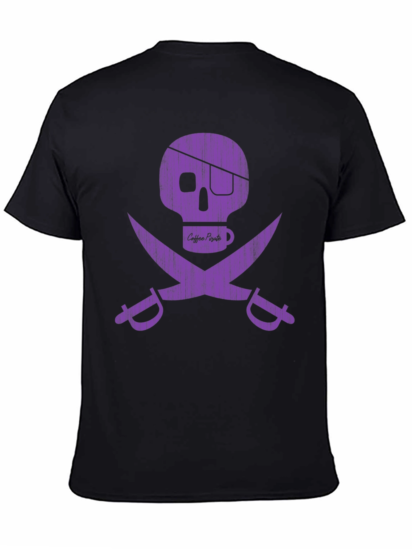 Black Coffee Pirate Graphic T-Shirt - Skull & Swords view 4