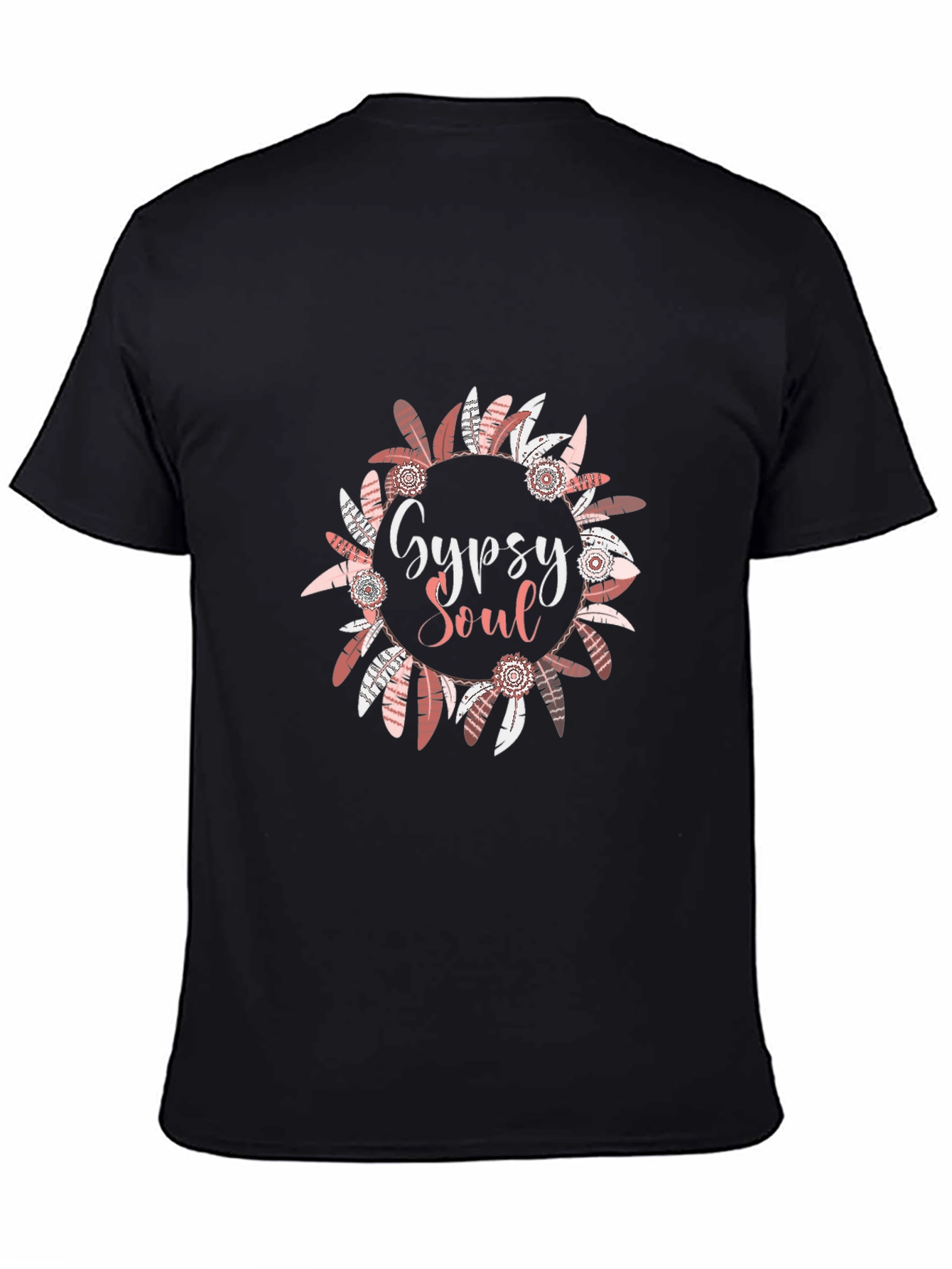 Black Gypsy Soul Feather Wreath Graphic Tee view 4