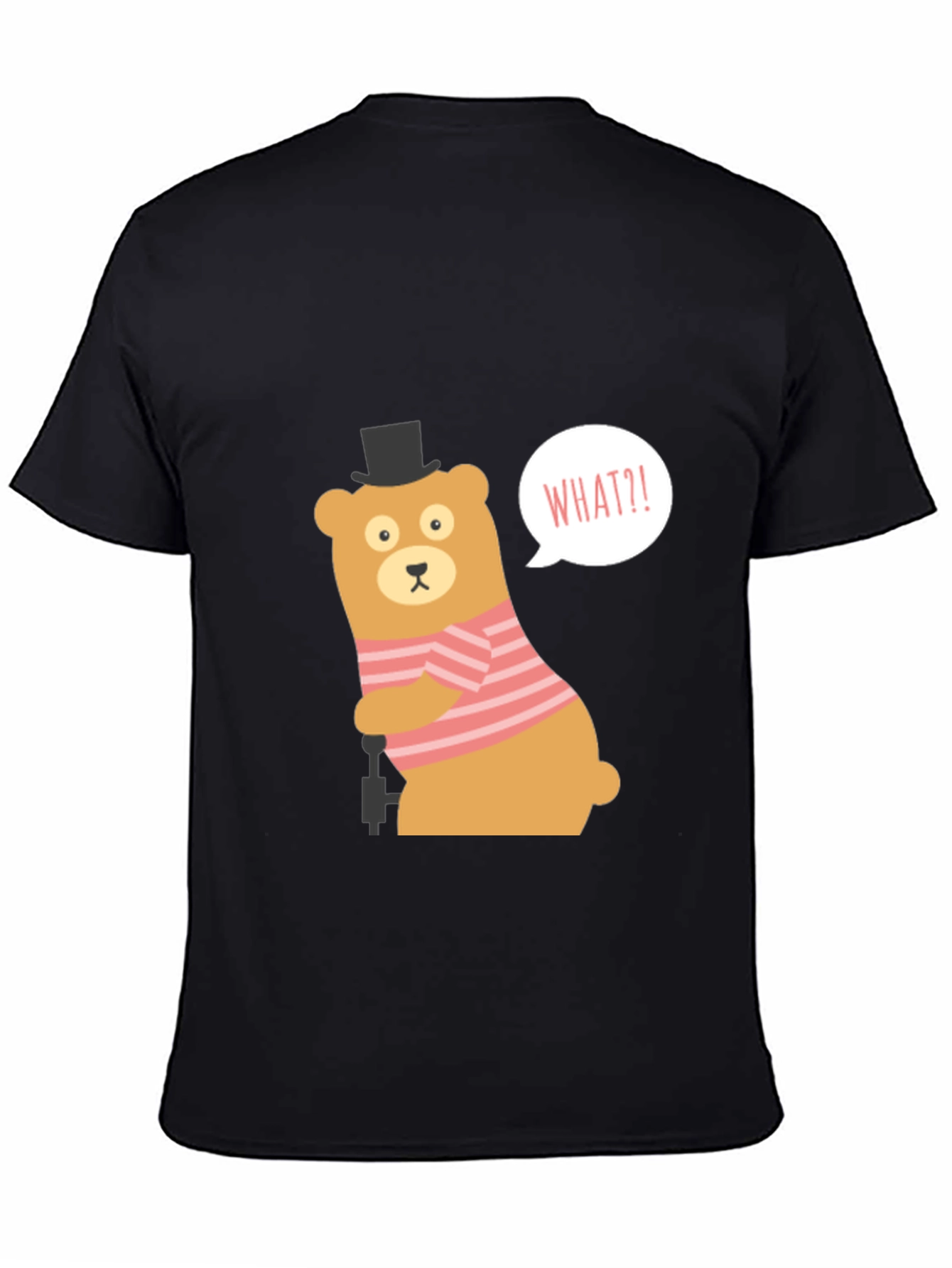 Black Funny Bear What?! Graphic Tee - Black view 4