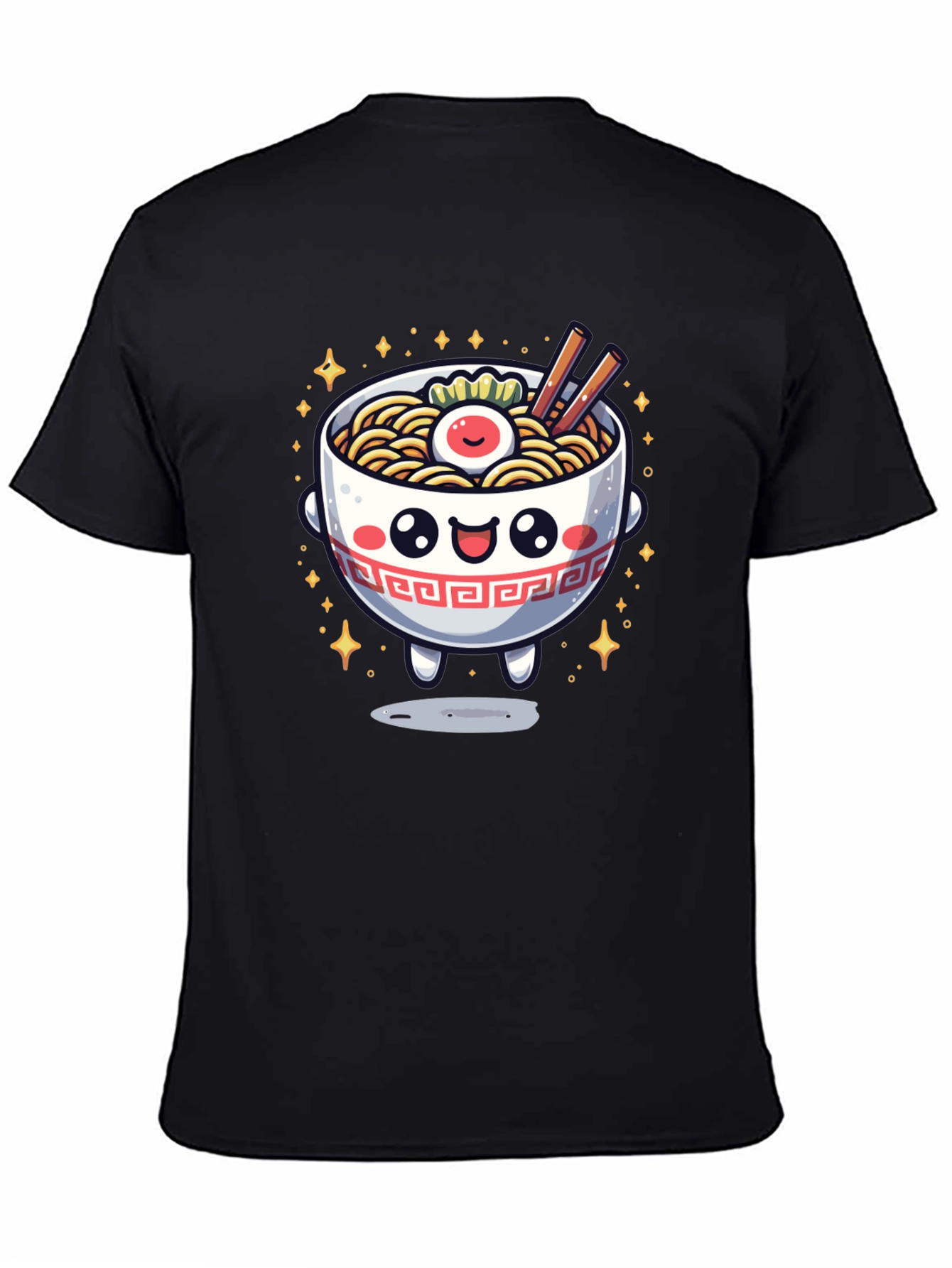 Black Kawaii Ramen Bowl T-Shirt view 4