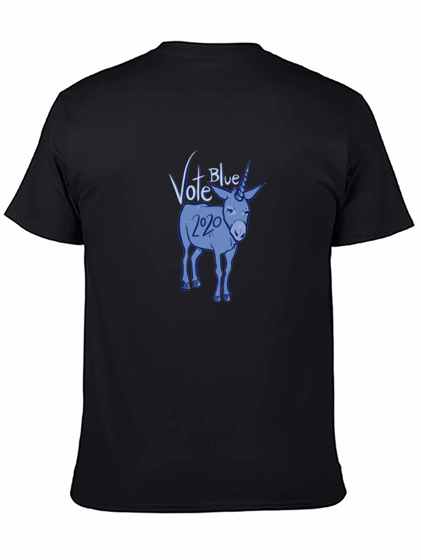 Black Vote Blue 2020 Democrat Donkey Unicorn Graphic T-Shirt view 4