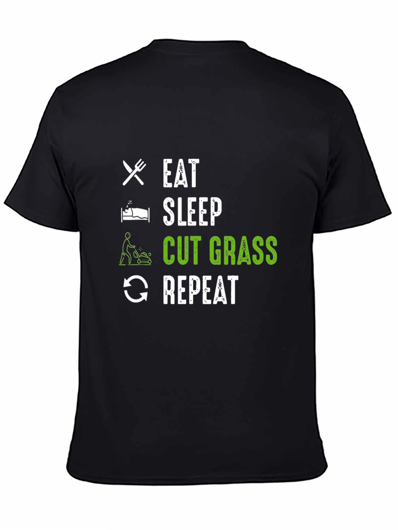 Black Eat Sleep Cut Grass Repeat Graphic Tee view 4