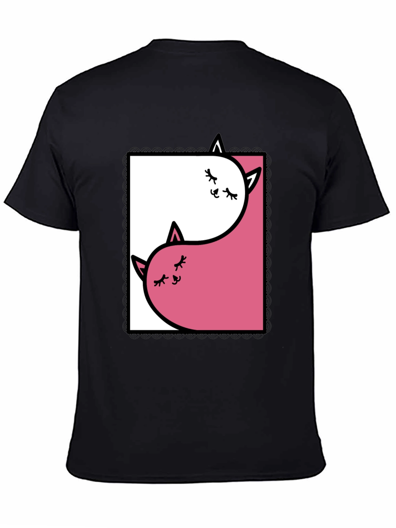 Black Yin Yang Cats Graphic Tee - Black view 4