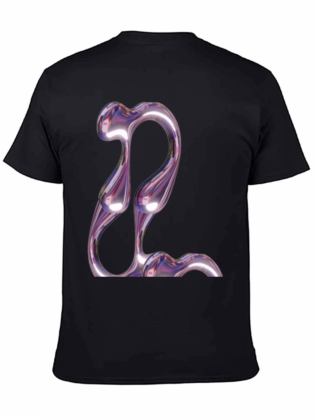 Black Abstract Chrome Graphic Tee - Modern Style view 4
