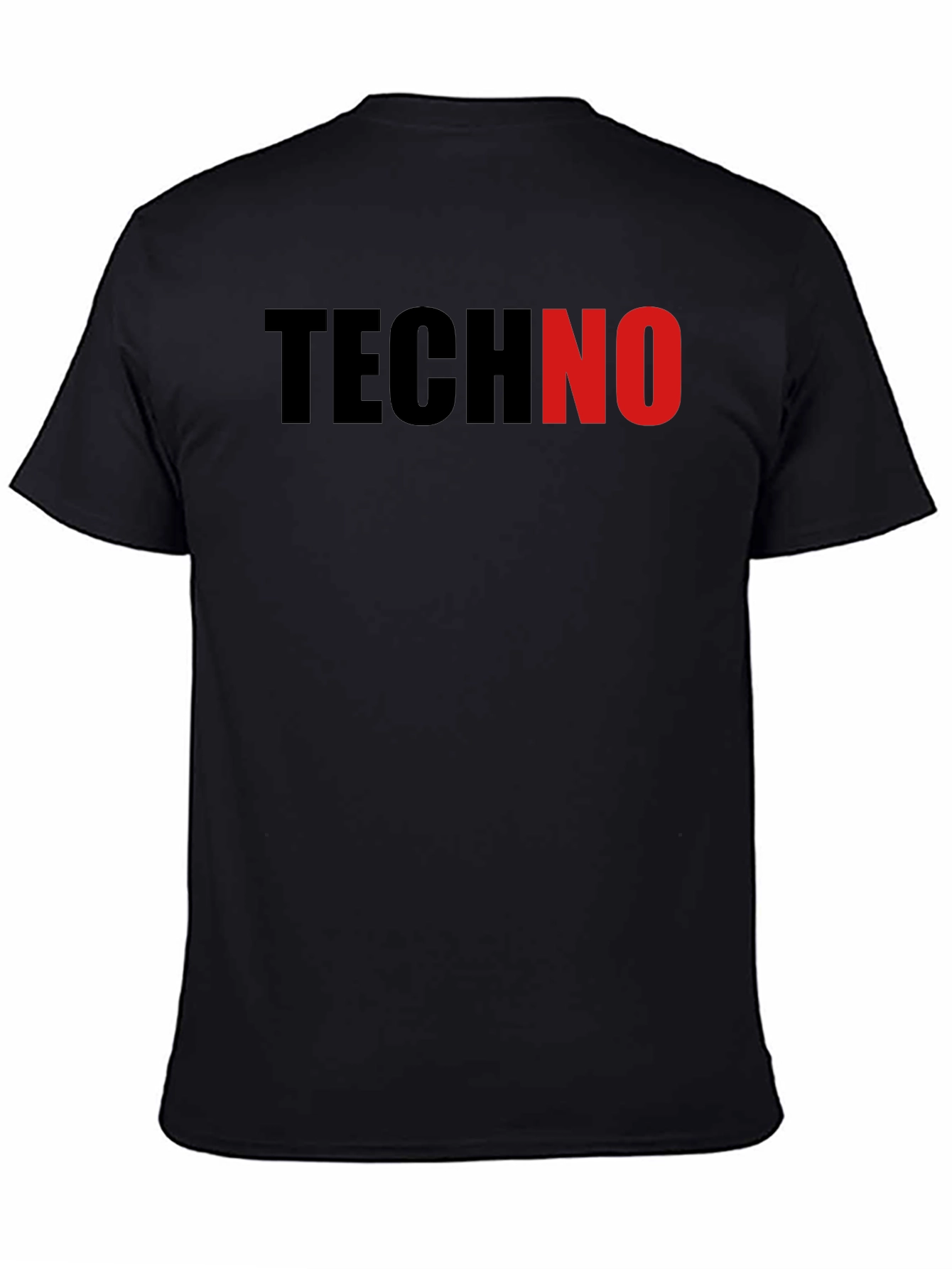 Black Techno T-Shirt - Black Crew Neck Tee view 4