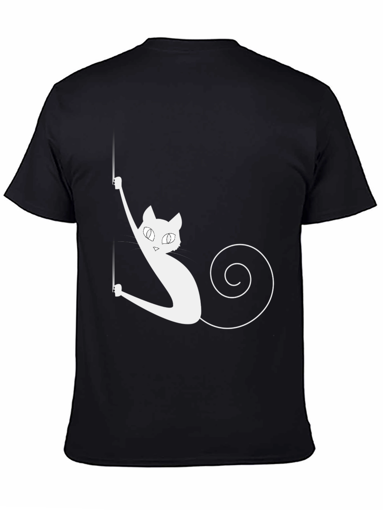 Black Hanging Cat Graphic T-Shirt - Fun Novelty Tee view 4