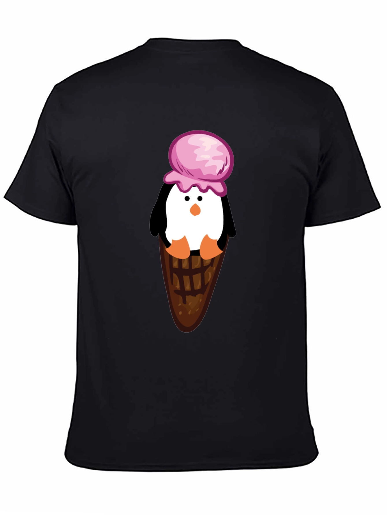 Black Penguin Ice Cream Cone Graphic T-Shirt view 4