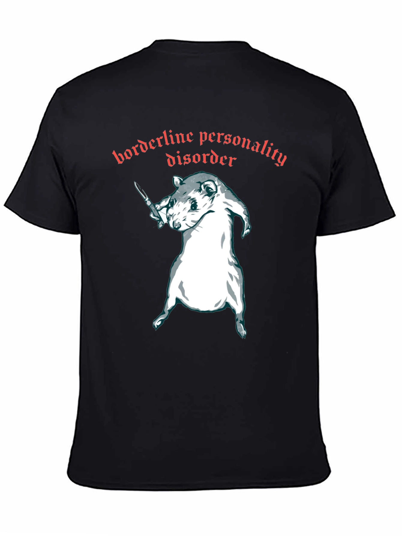 Black Borderline Personality Disorder Rat T-Shirt view 4