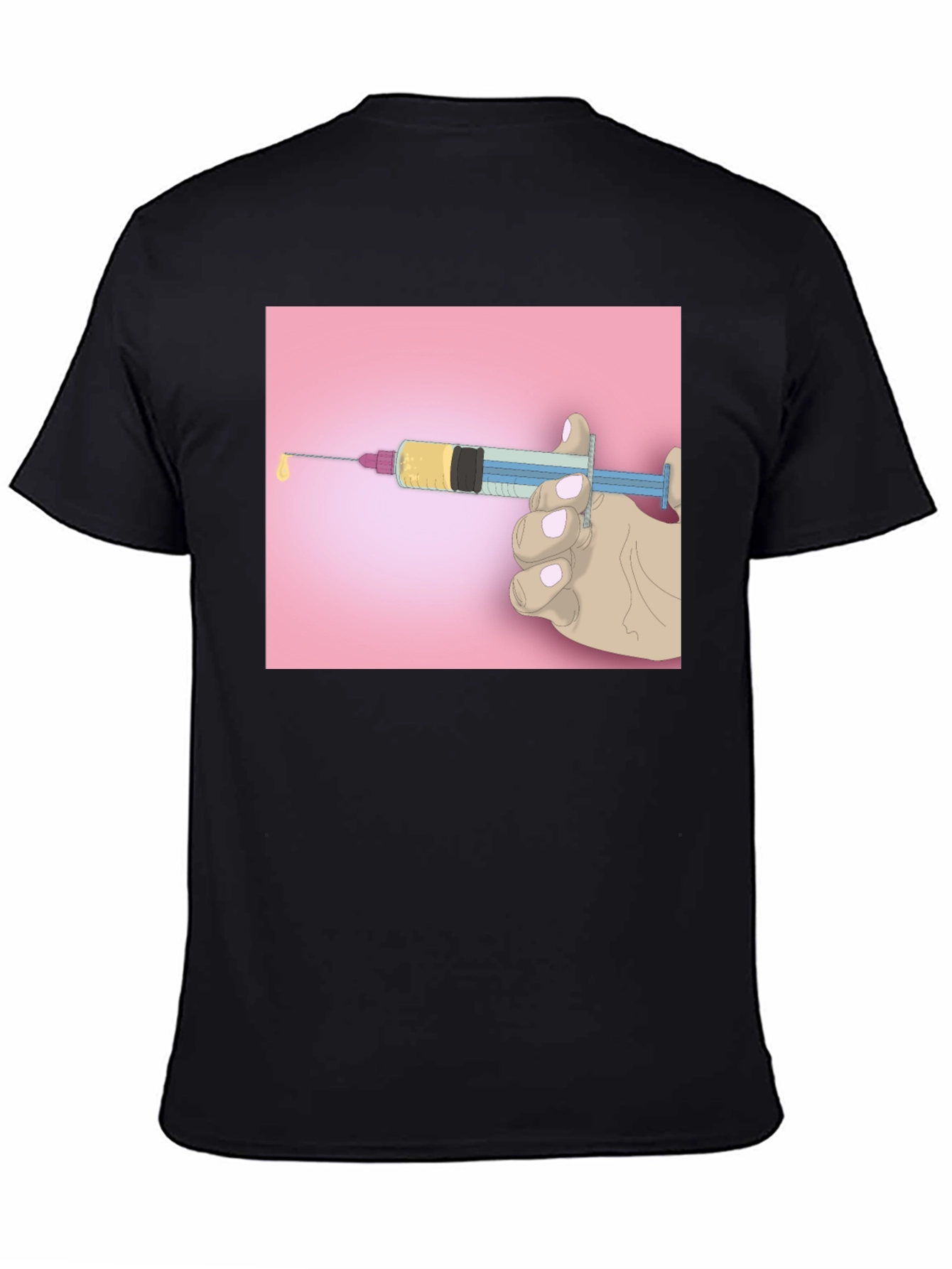 Black Unique Graphic Tee: Syringe Design - Bold Statement Piece view 4