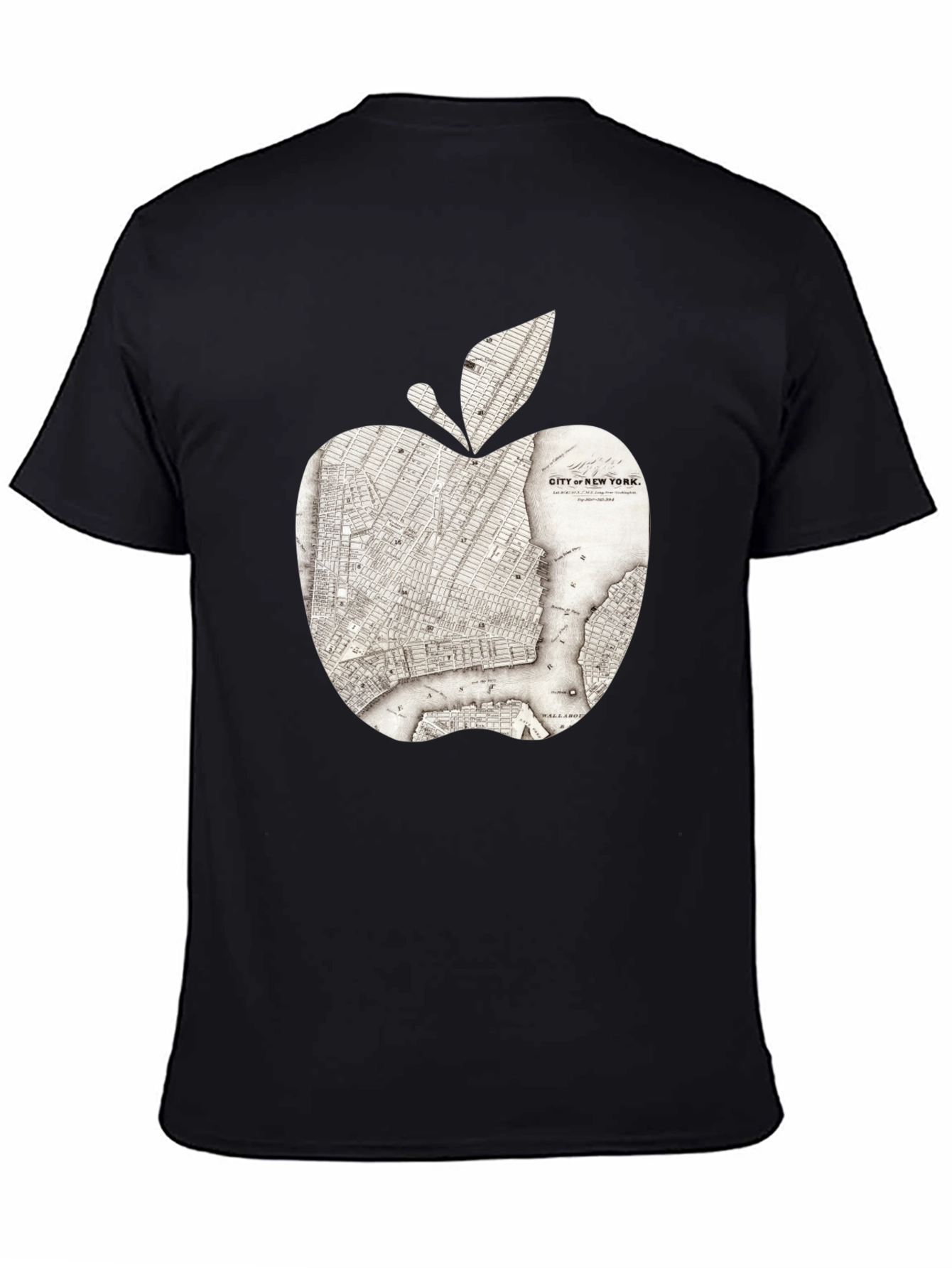 Black New York Apple Map Graphic Tee view 4