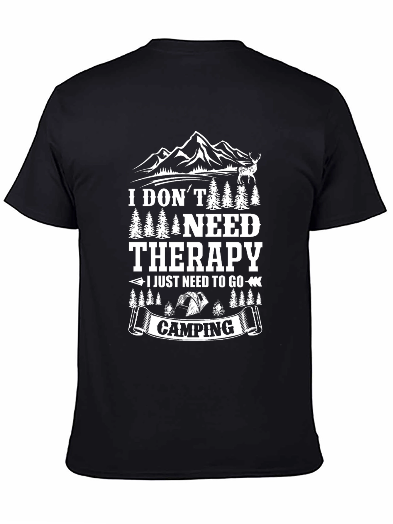 Black Camping Therapy Graphic T-Shirt view 4