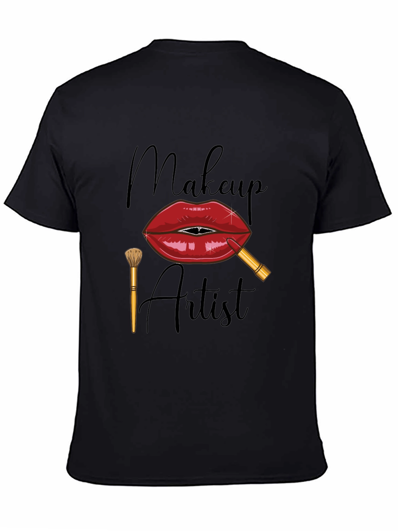 Black Makeup Artist Graphic T-Shirt - Unisex Black Tee view 4