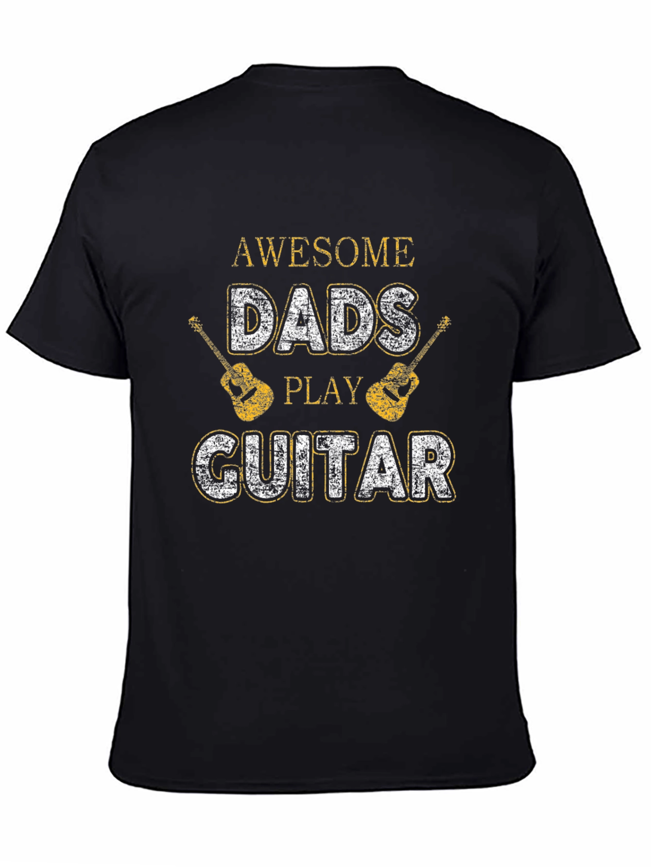 Black Awesome Dads Play Guitar Black Graphic T-Shirt view 4