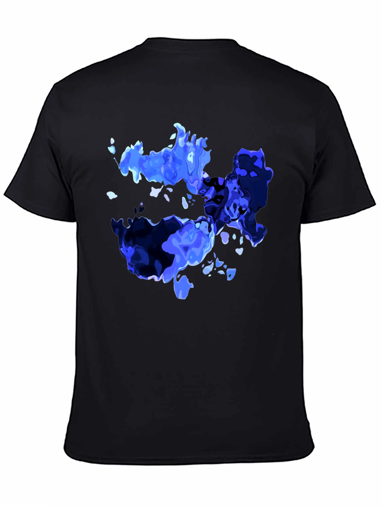 Black Abstract Blue Graphic Print Black T-Shirt view 4