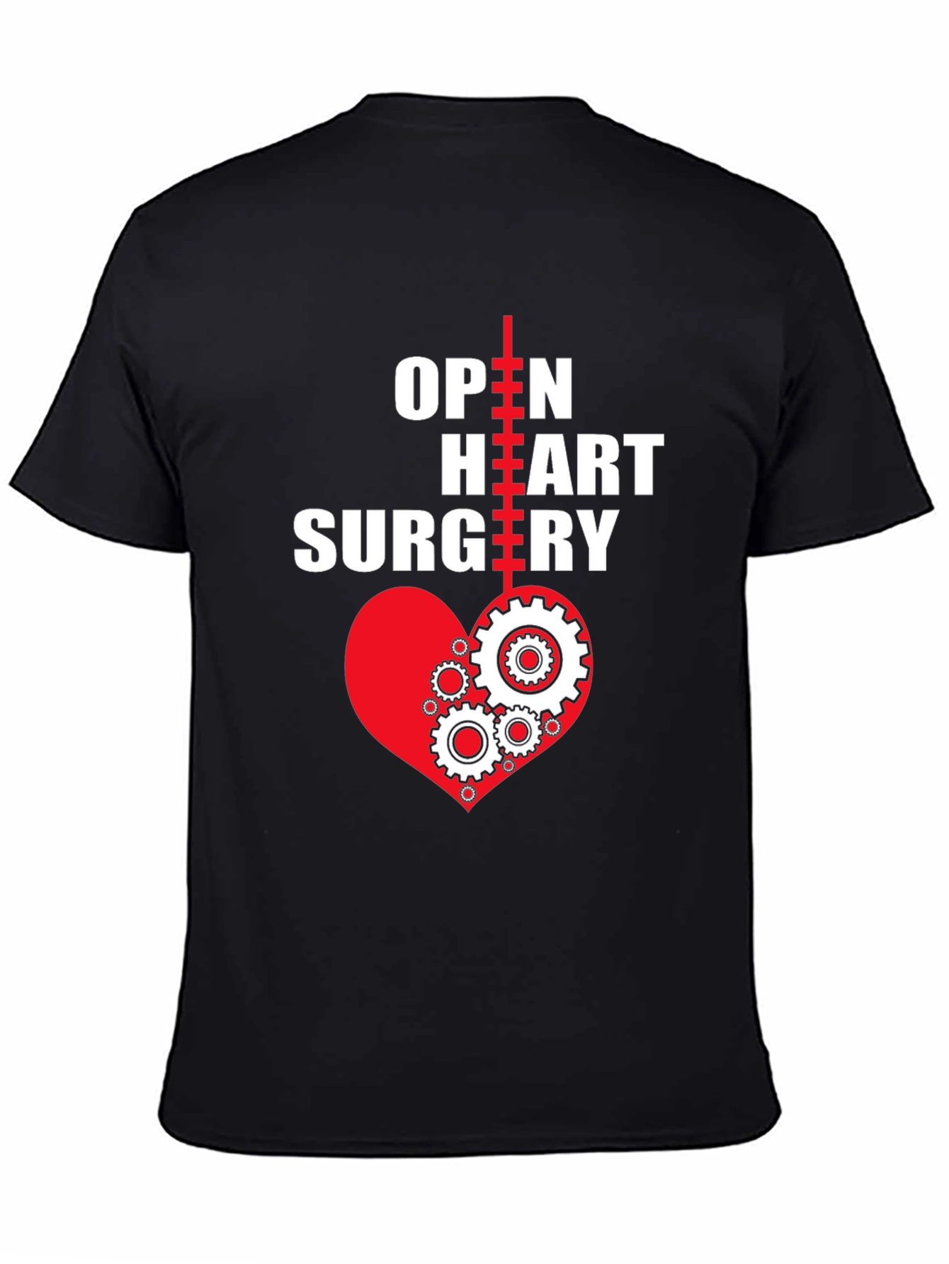 Black Open Heart Surgery T-Shirt - Heart Gears view 4