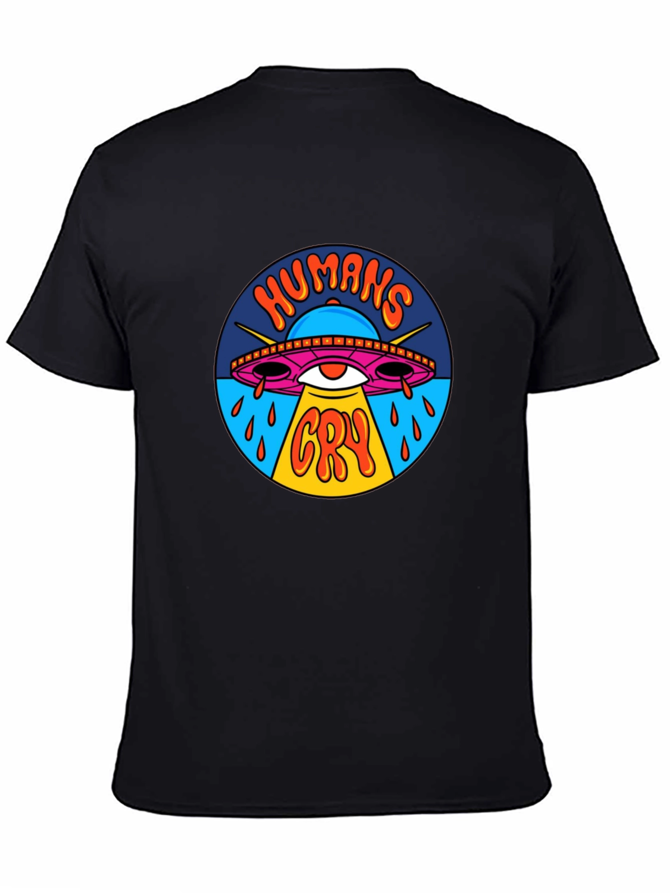 Black Humans Cry UFO Graphic Tee - Black view 4