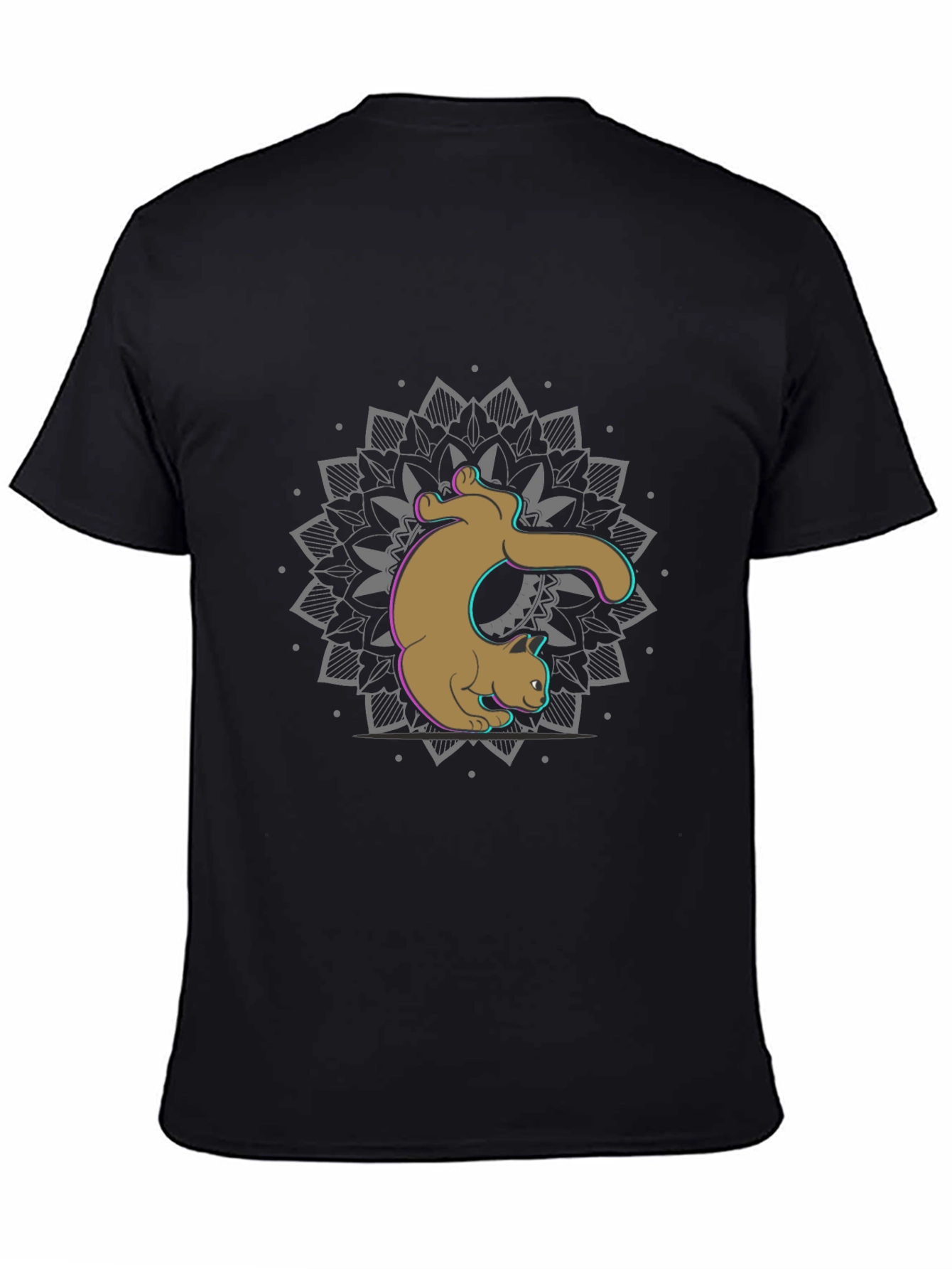 Black Cat Mandala Graphic Tee - Black view 4