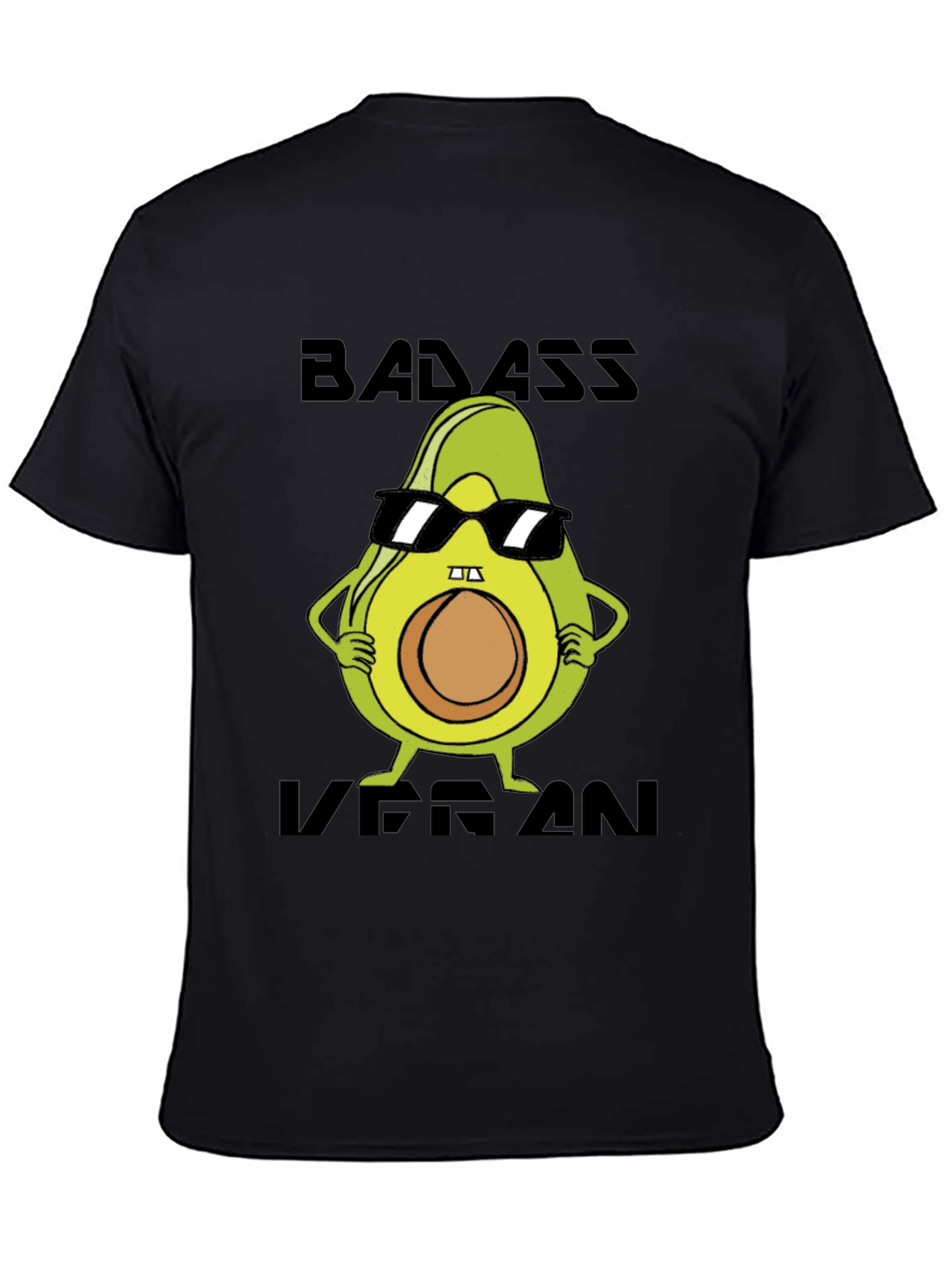Black Badass Vegan Avocado T-Shirt view 4