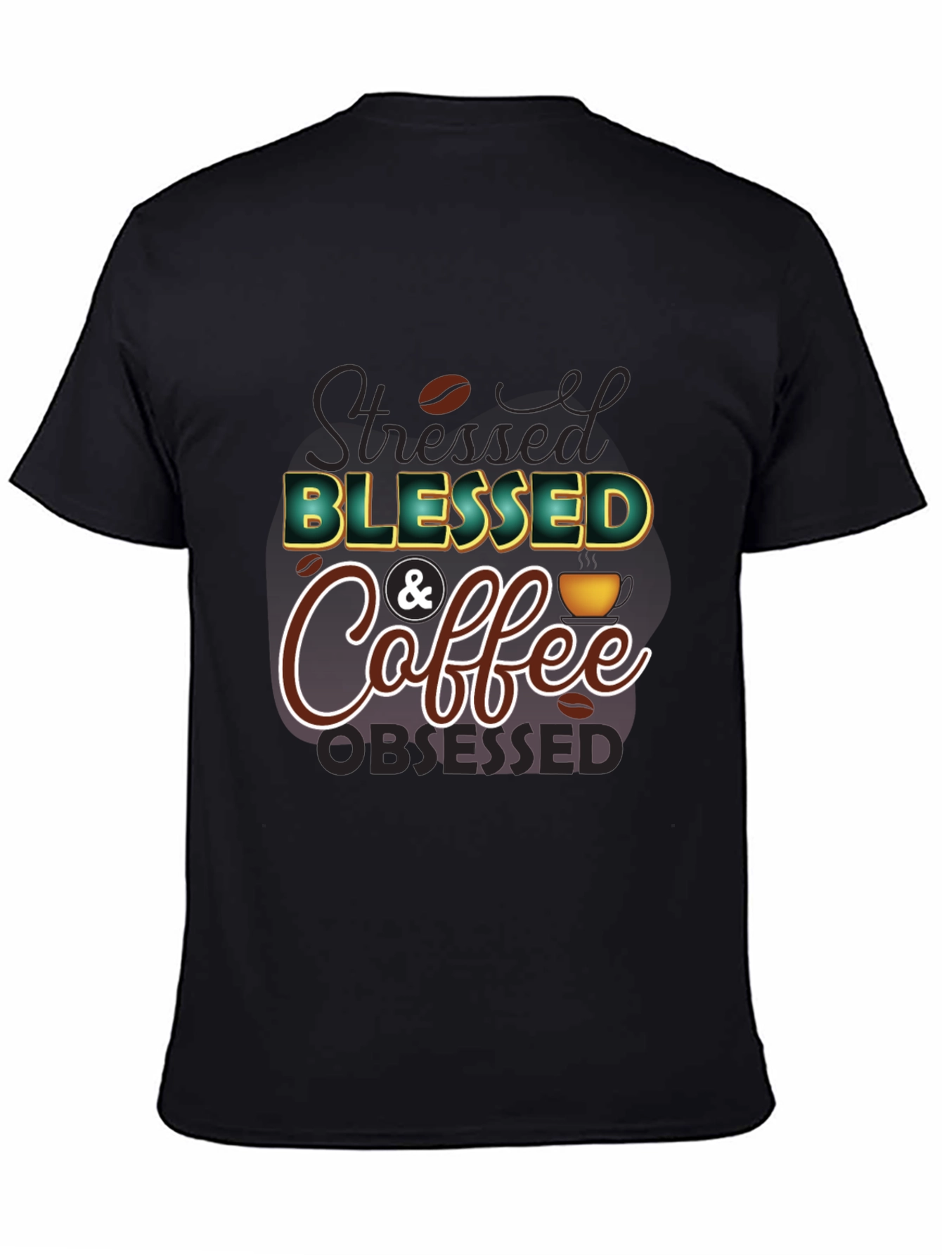 Black Blessed & Coffee Obsessed T-Shirt view 4