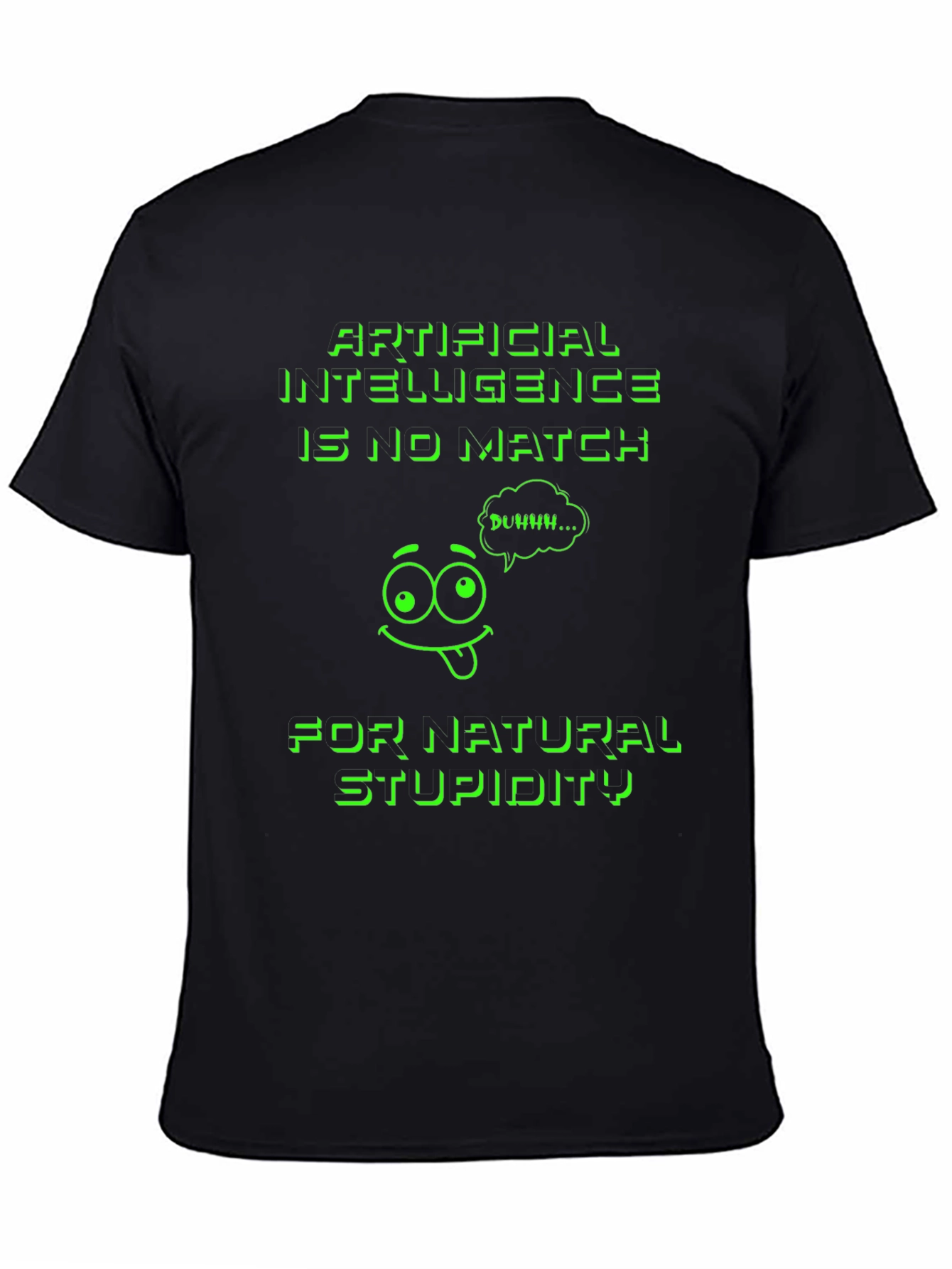 Black Funny AI vs. Stupidity Graphic T-Shirt view 4
