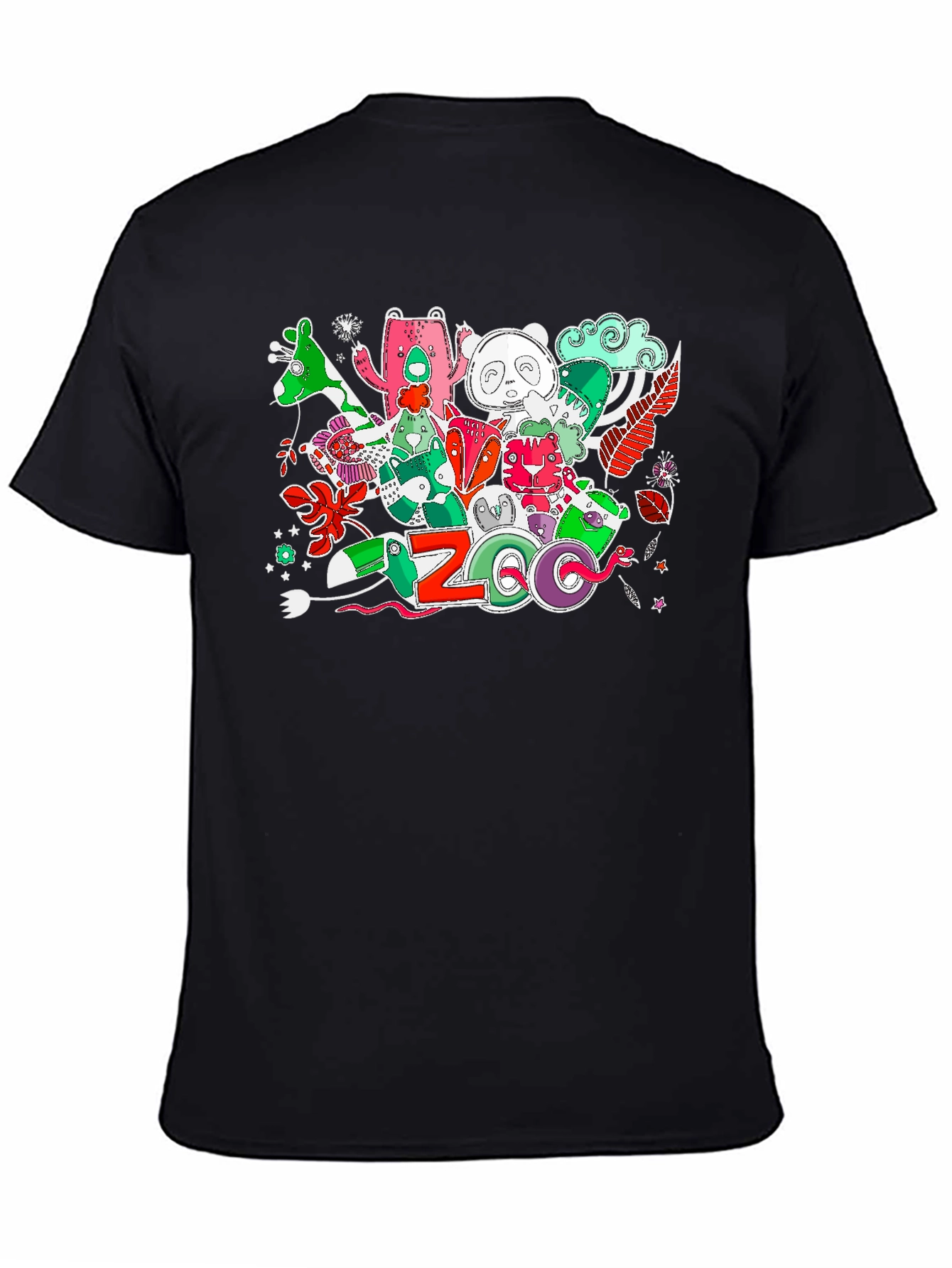 Black Zoo Animal Graphic Print T-Shirt view 4