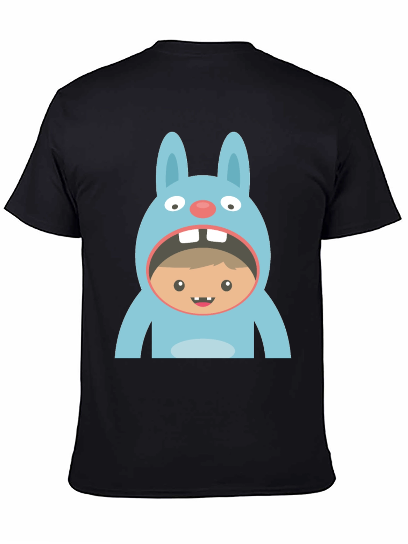 Black Funny Bunny Suit T-Shirt - Black Cotton Tee view 4