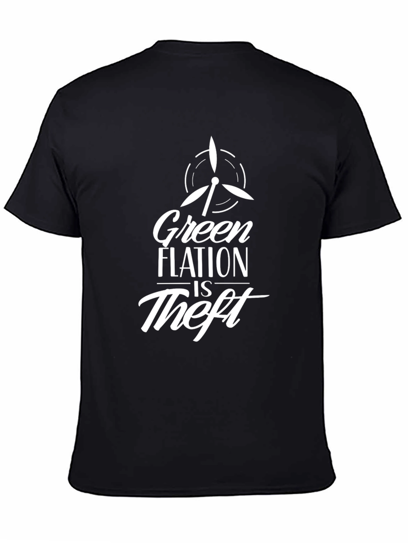 Black Greenflation is Theft Black T-Shirt view 4
