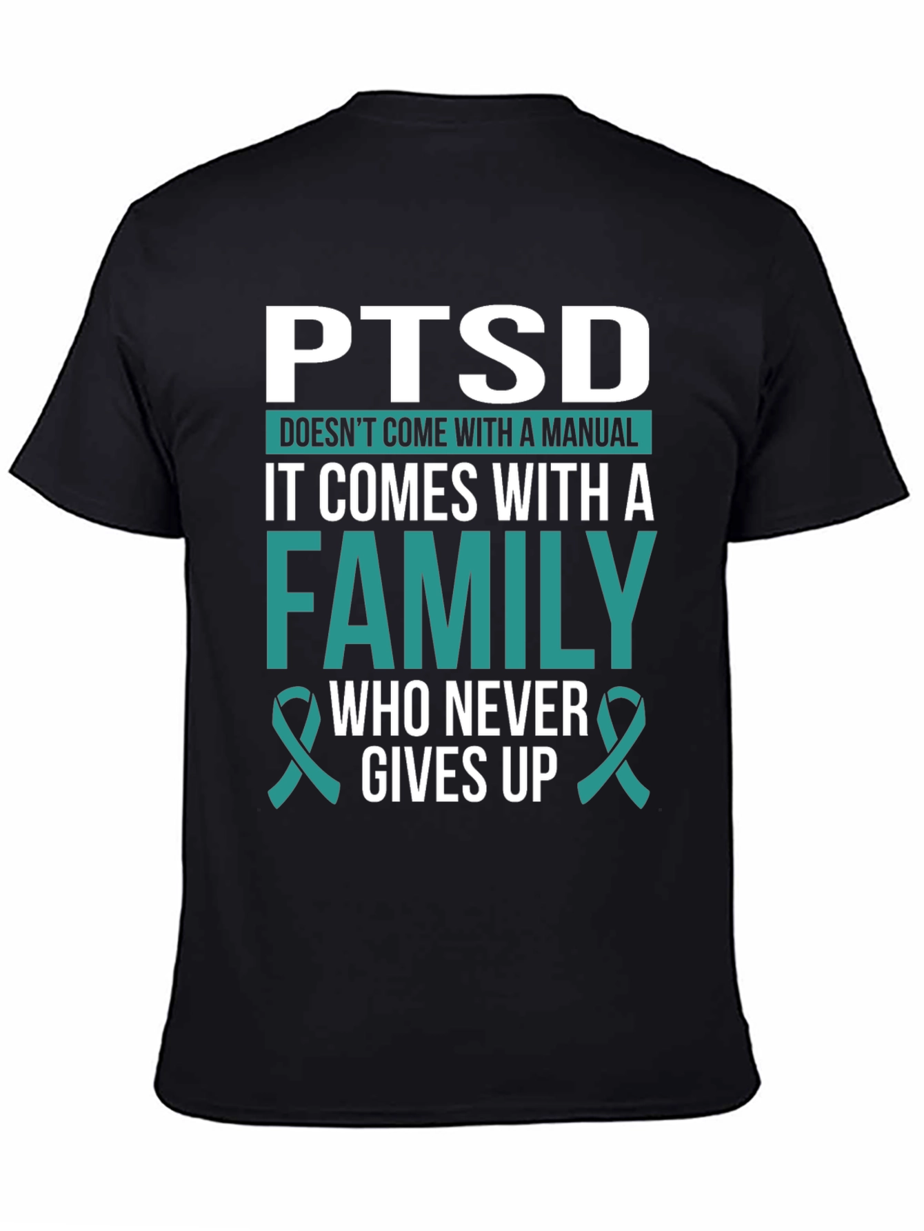Black PTSD Awareness T-Shirt - Family Support view 4