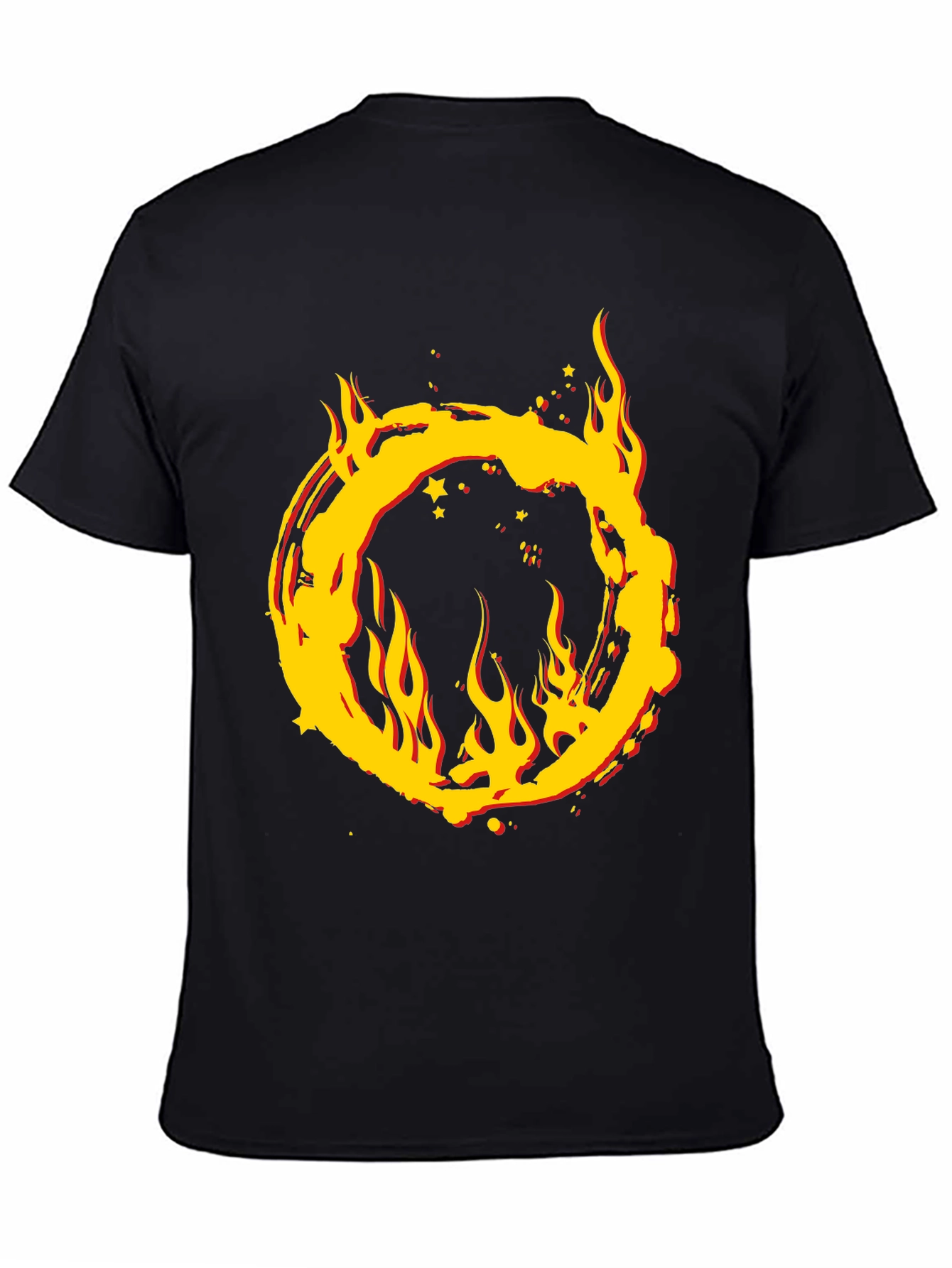 Black Fiery Ring Graphic T-Shirt - Bold Statement Tee view 4