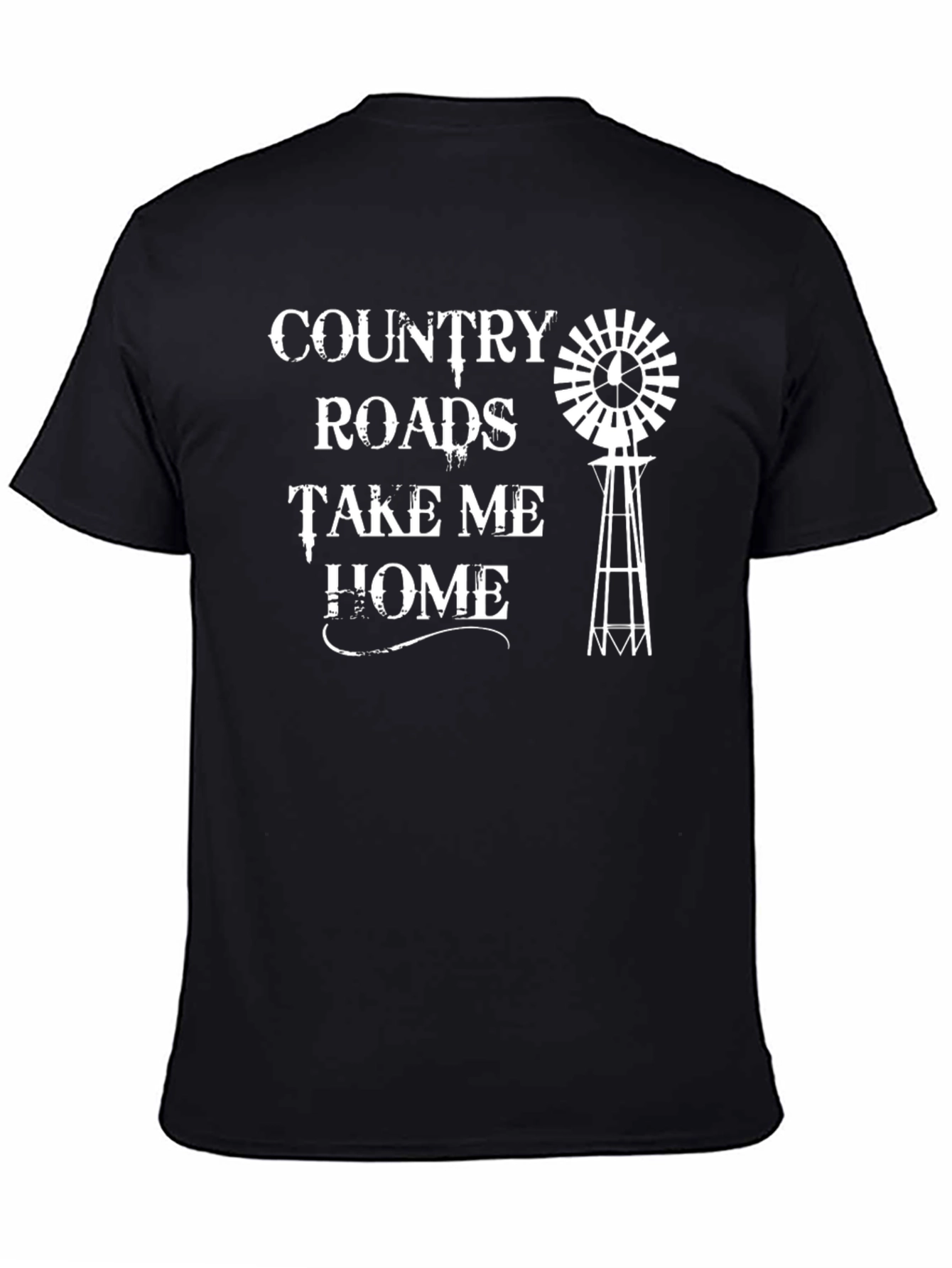 Black Country Roads Graphic T-Shirt - Black view 4