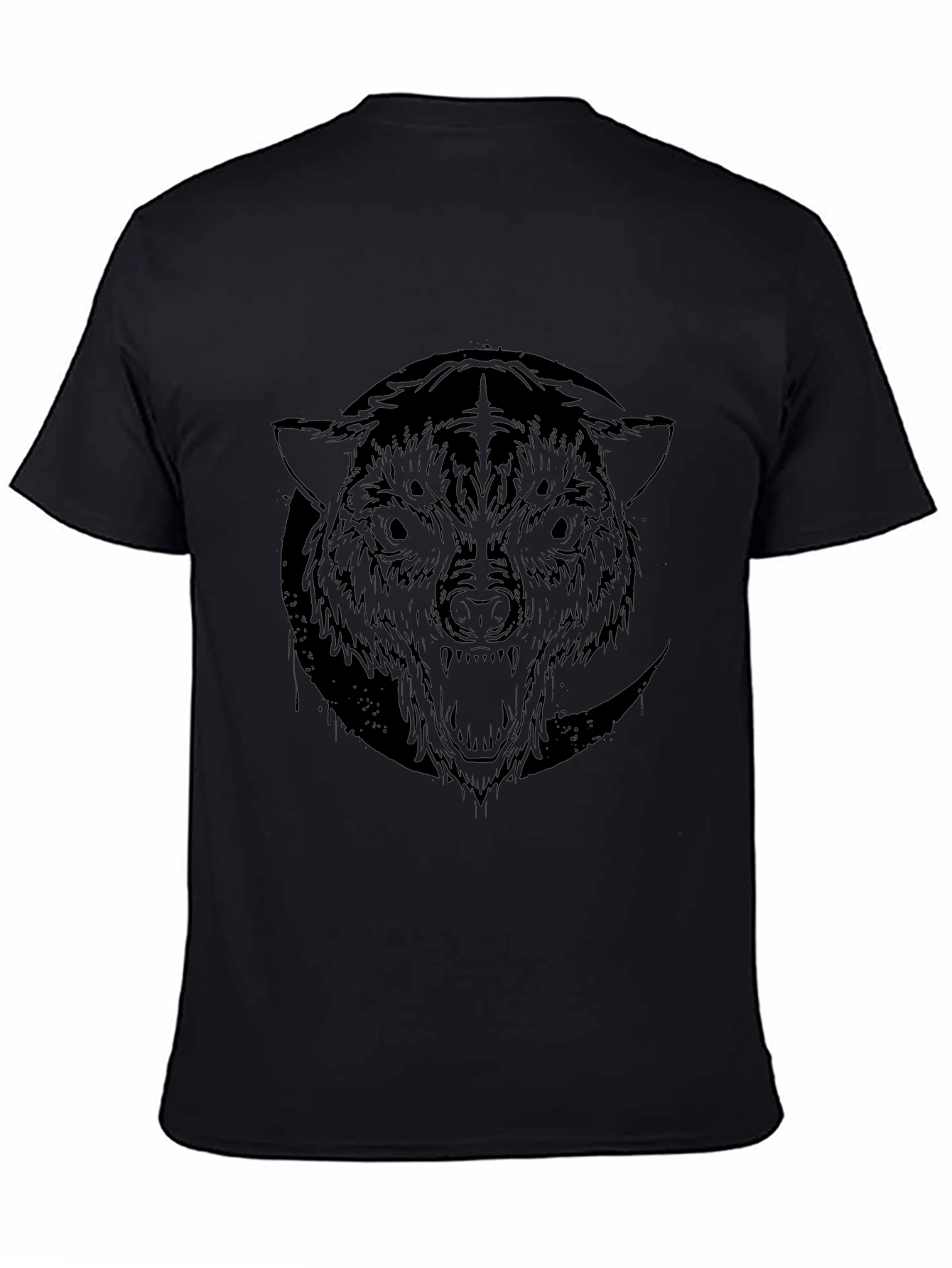 Black Black Wolf Graphic Tee - Men's Crew Neck view 4