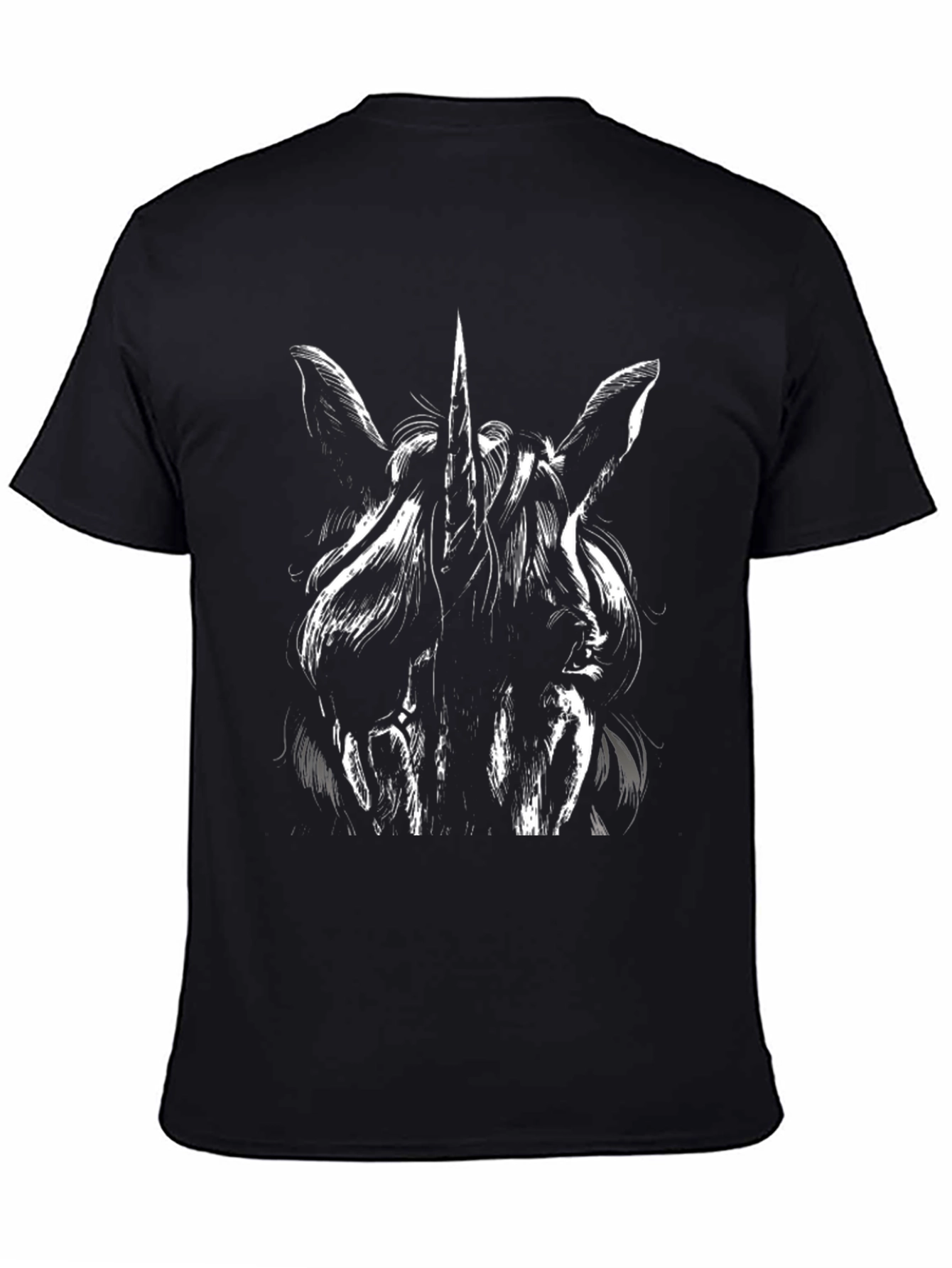 Black Unicorn Graphic Print T-Shirt - Black view 4
